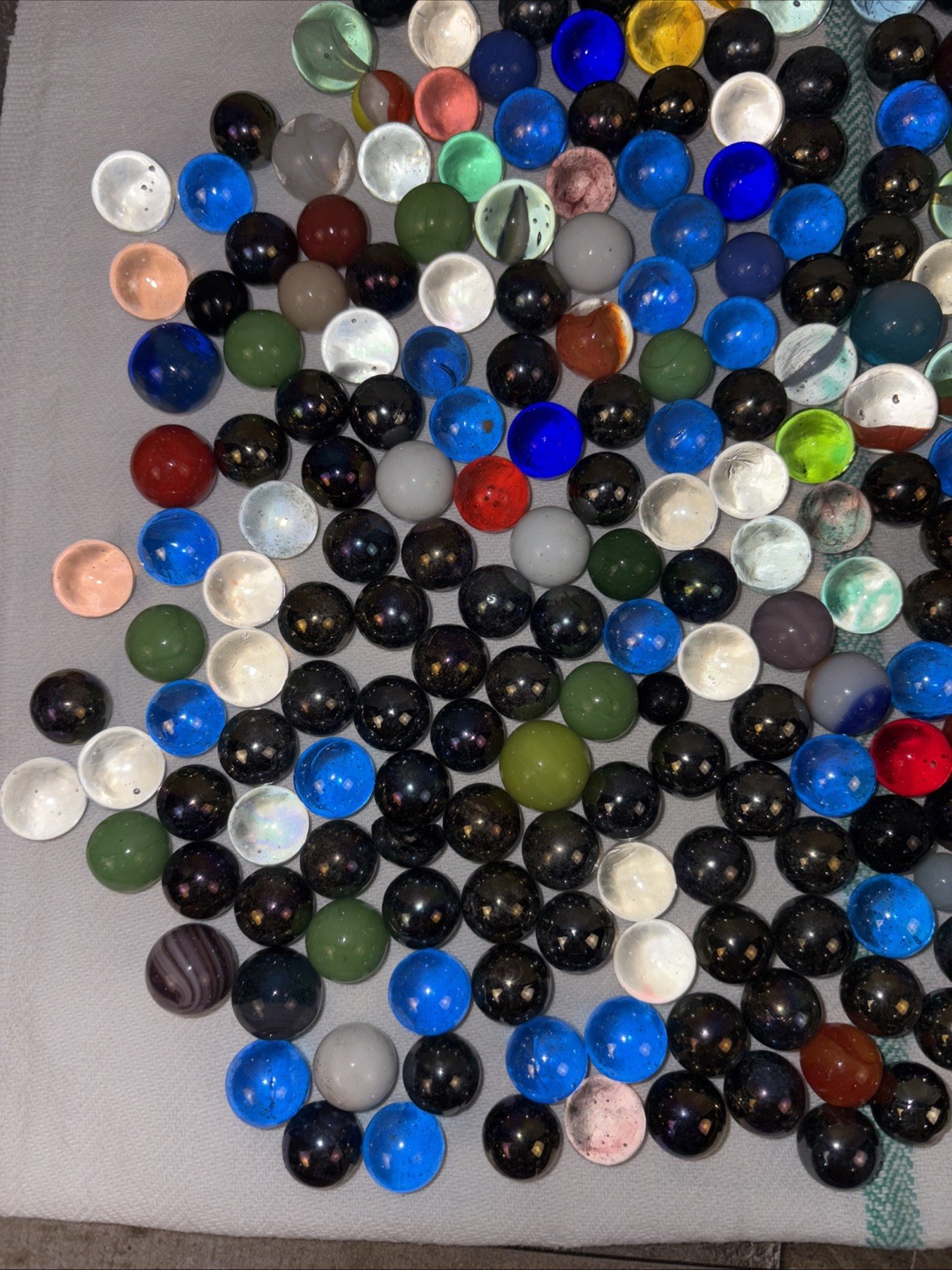 Vintage Italy Made Wine Bottle Filled With Vintage Marbles Various Colors