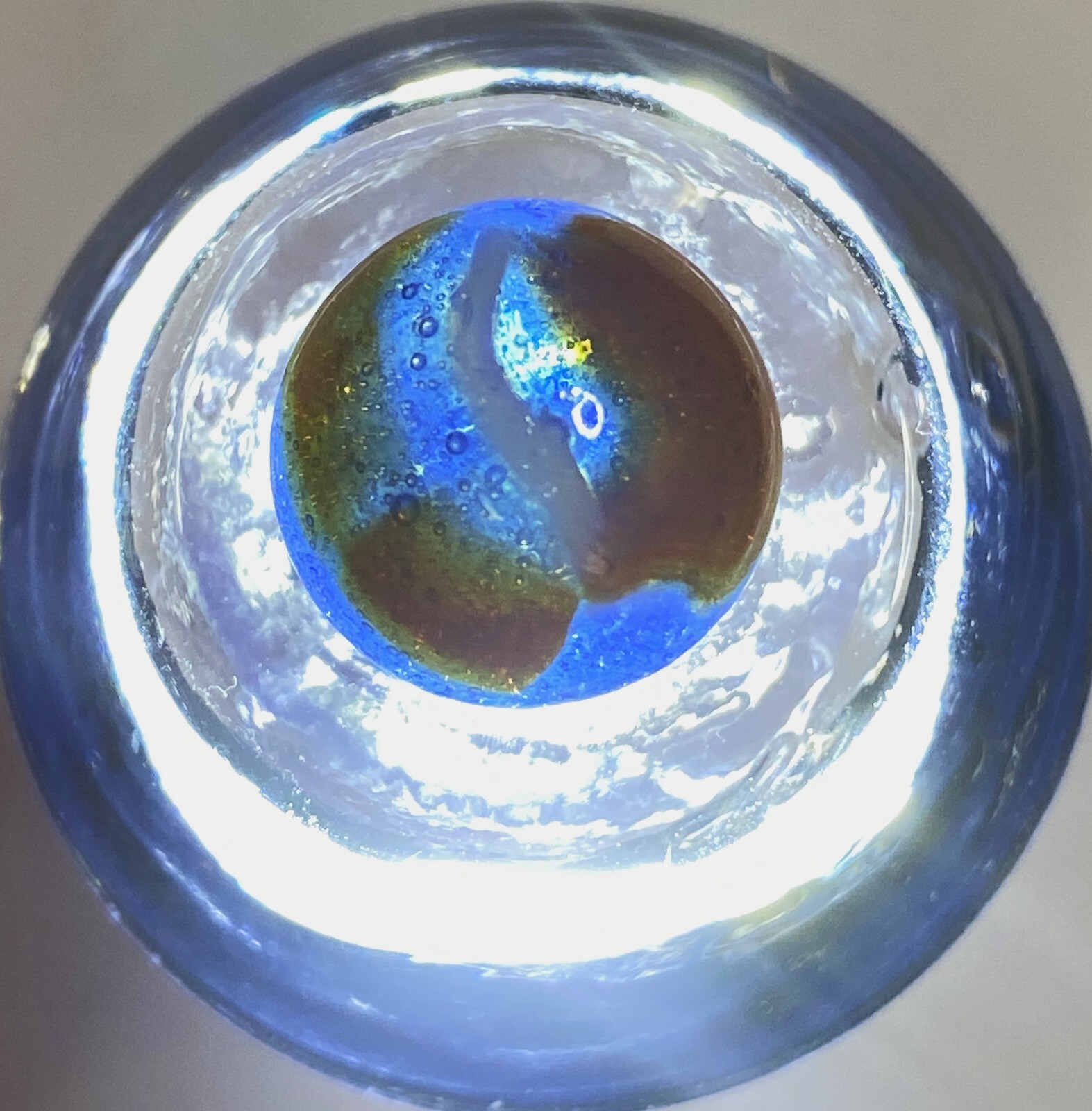 #6 PELTIER MARBLE HYBRID RAINBO BLENDED SPIDERMAN BURNT COLORS .61″ NM+/- MX125