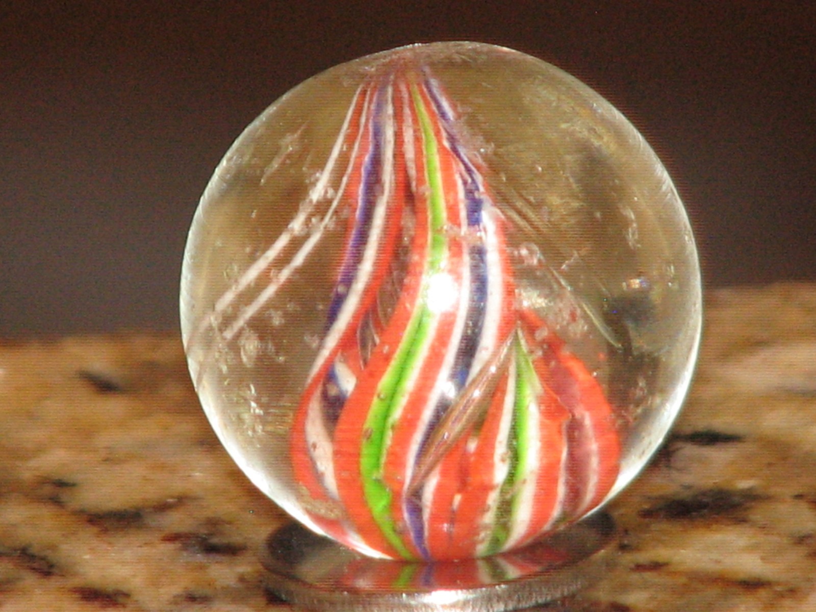 .902 inch dia. Antique German swirl marble