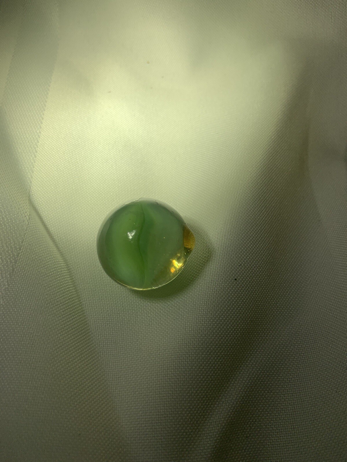 Hand Blown large Glass Green Swirl Marble W/ Ground Pontil vintage Estate piece