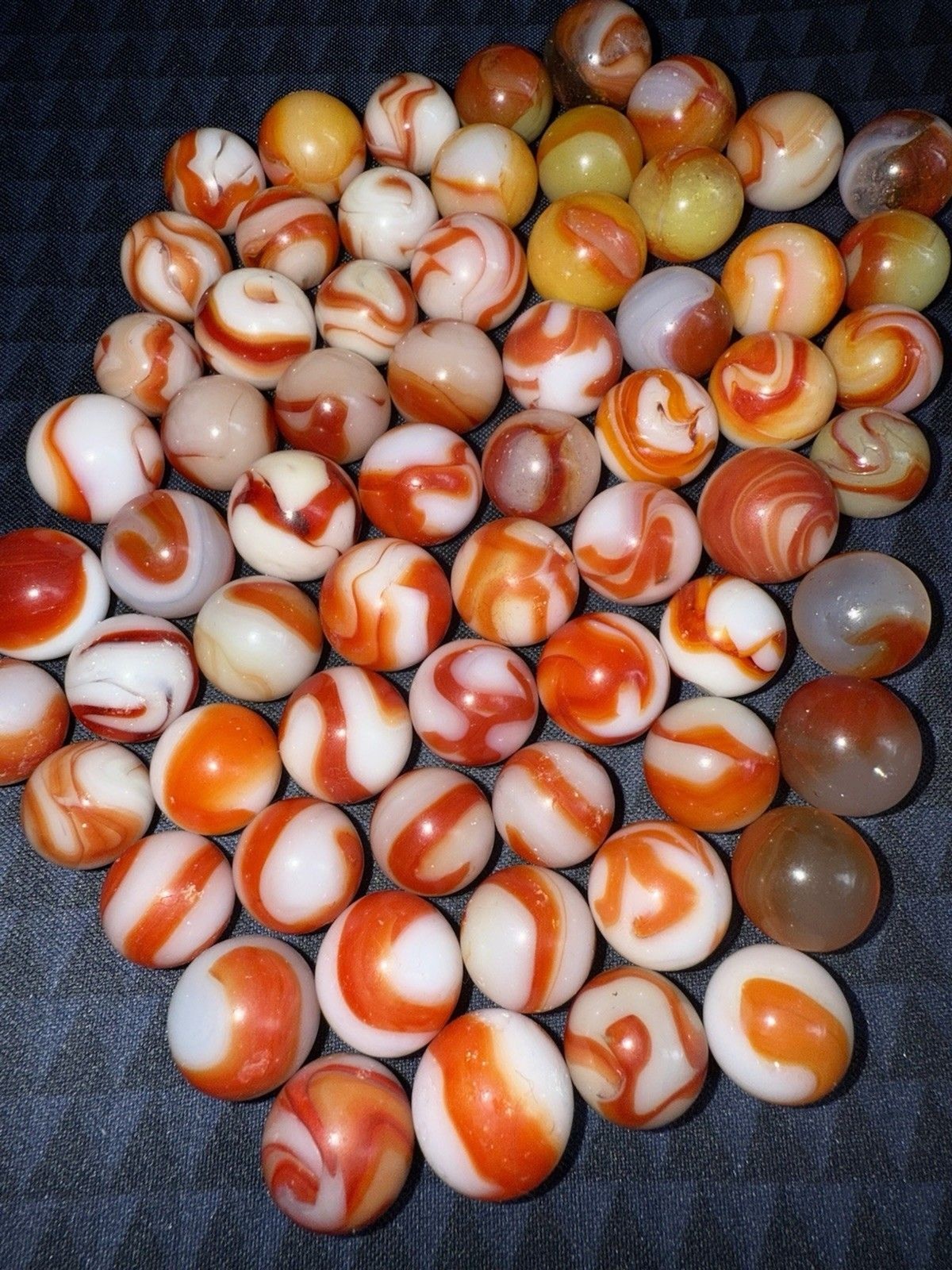 Huge VTG. Akro Agate, Peltier, Oxblood ?,Rainbow, Ravenswood,Glass Marble Of 64