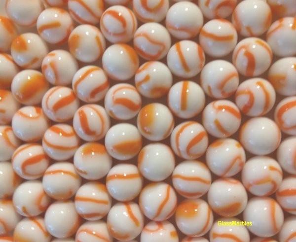 2 lb Marble King 5/8 white based orange swirl toy marbles
