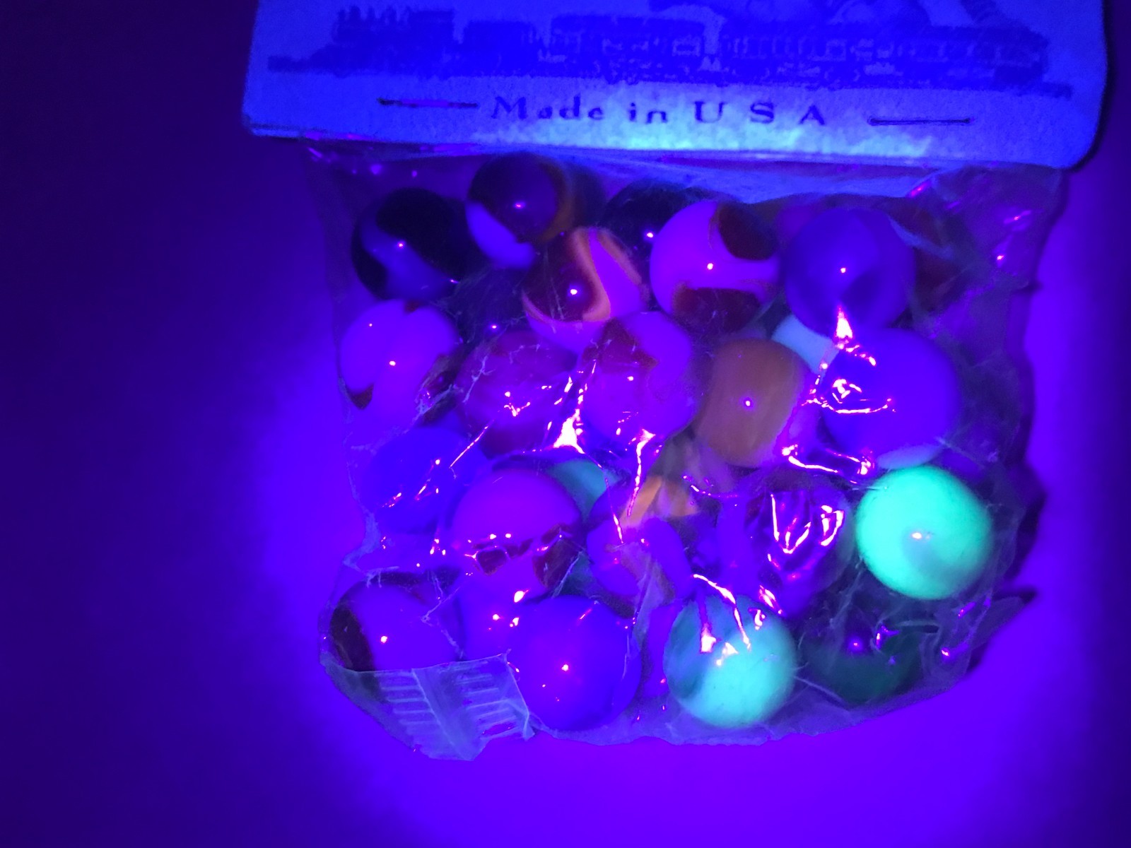 2 Ives Mainline Marbles NOS Bag Toy Glass Lot Original Wrap ZA13 Reactive Glow