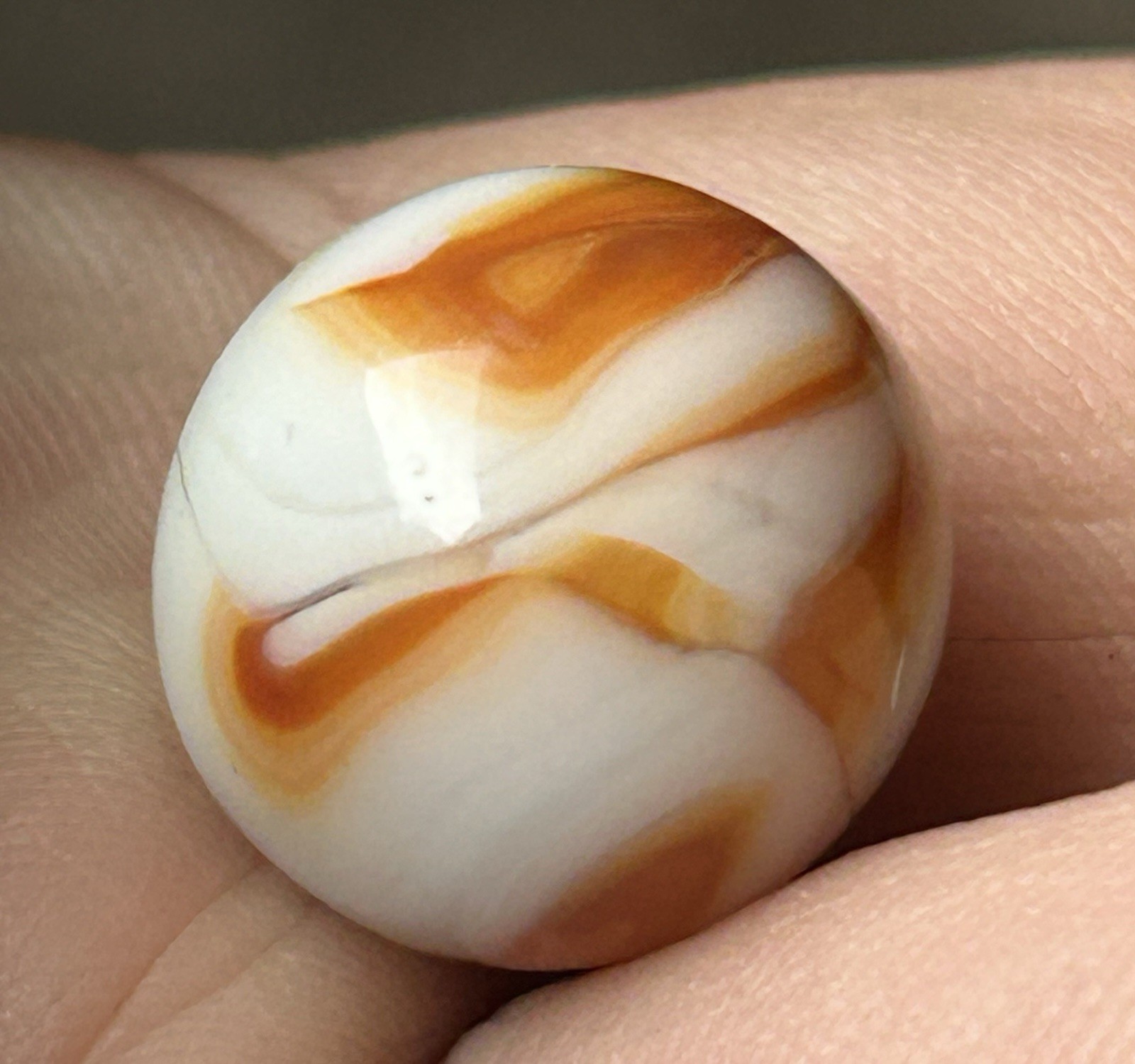 Vintage Alley Agate Or Heaton 0.64” Copper Ribbon Swirl Marble NM!