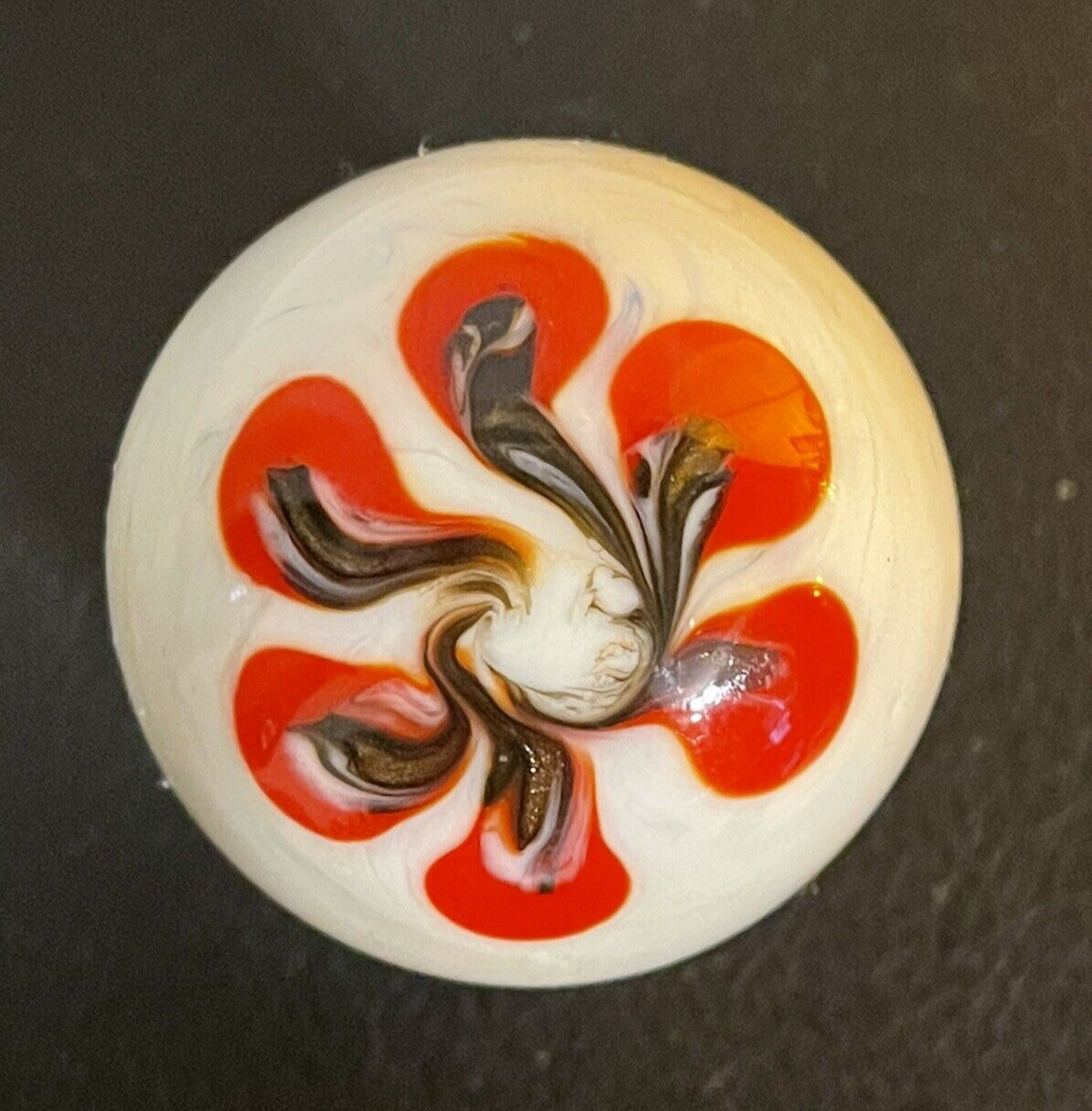 Handmade Gold Lutz Flower Swirl Marble Toe Breaker Massive Huge Nearly 2 Inches