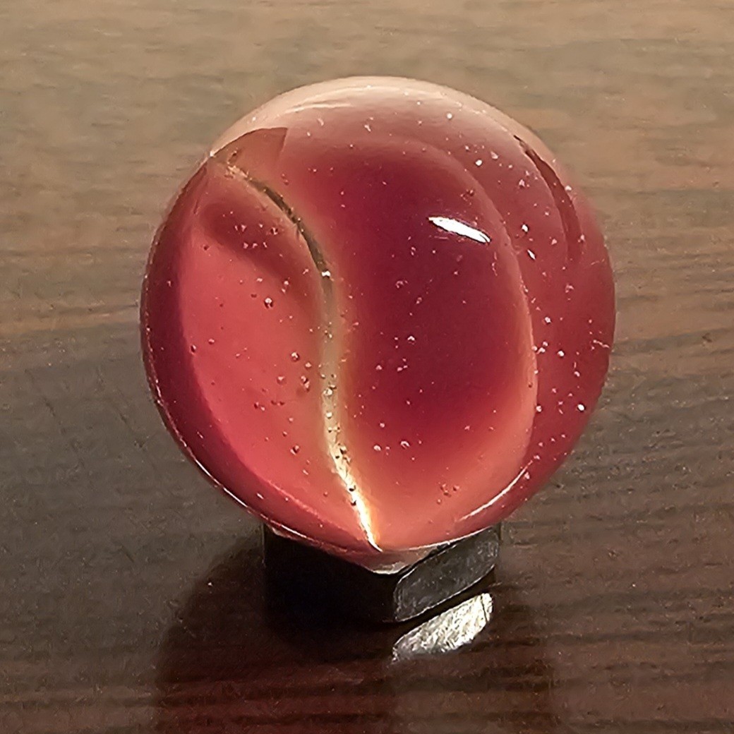 Vintage C. E. Bogard Rose 4 Lobe Hybrid Cats Eye .625 Glass Marble w Inclusion
