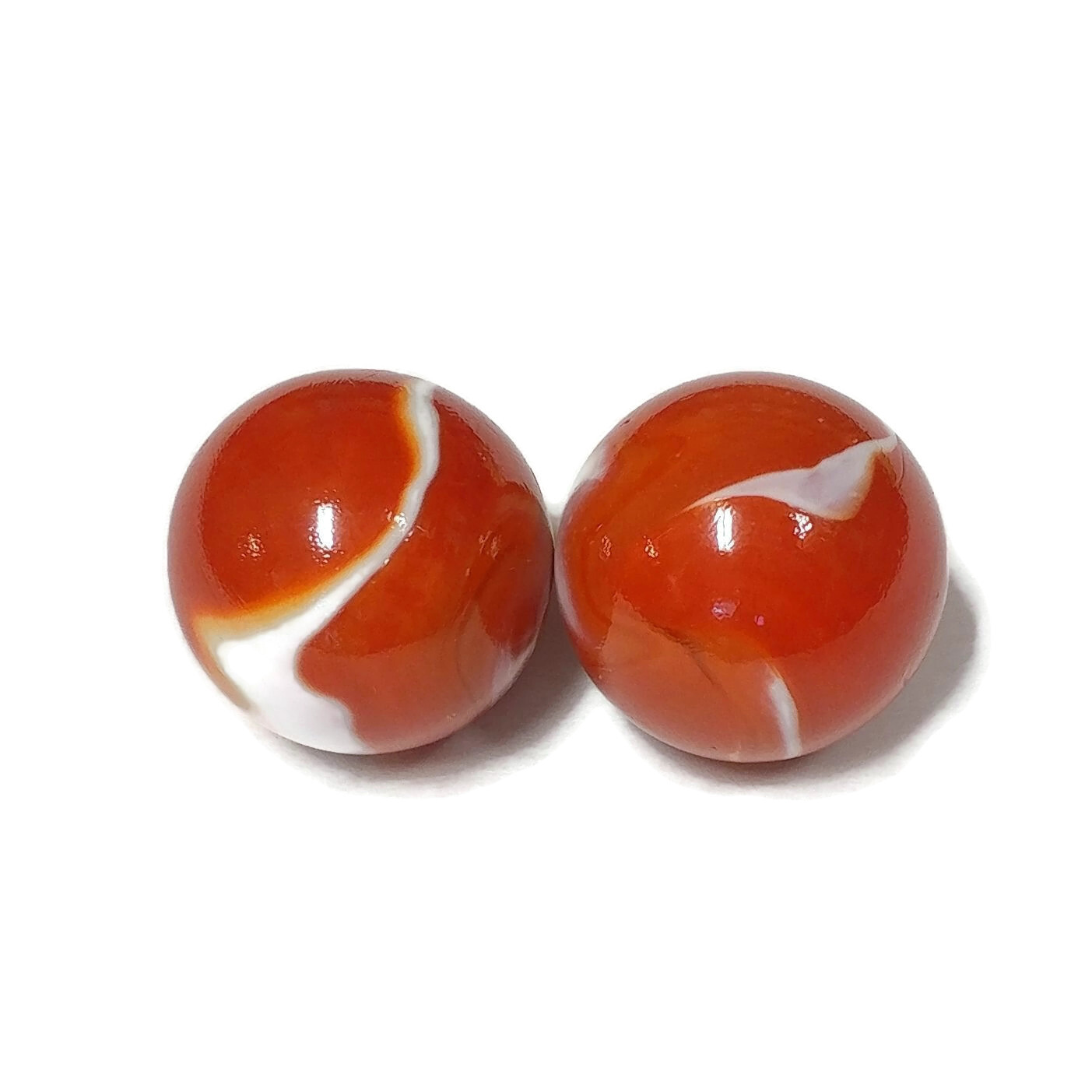 2 pcs Orange Koi Fish Boulder 1.36″ Marbles / MegaFun Mega Marbles