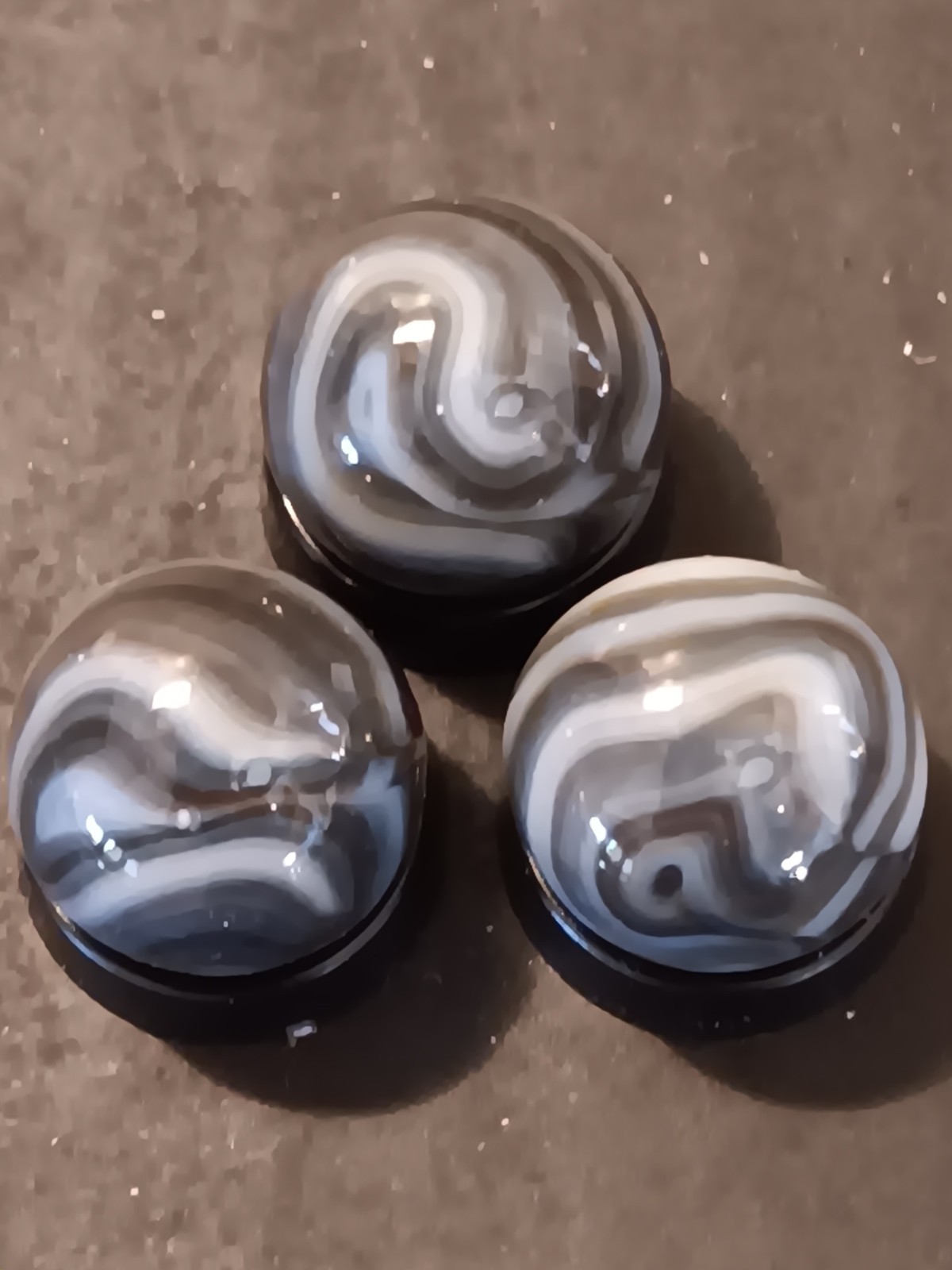 JABO Machine Made Toy Marbles .63 Inch Swirl Set of 3 Red White Black