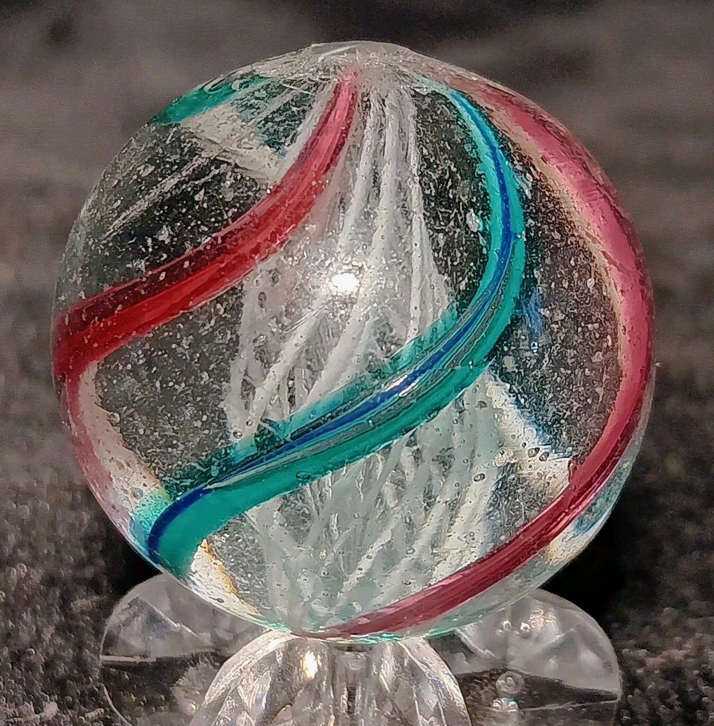 Antique German Latticinio Core Swirl Marble. 1.07″ Mint Condition.