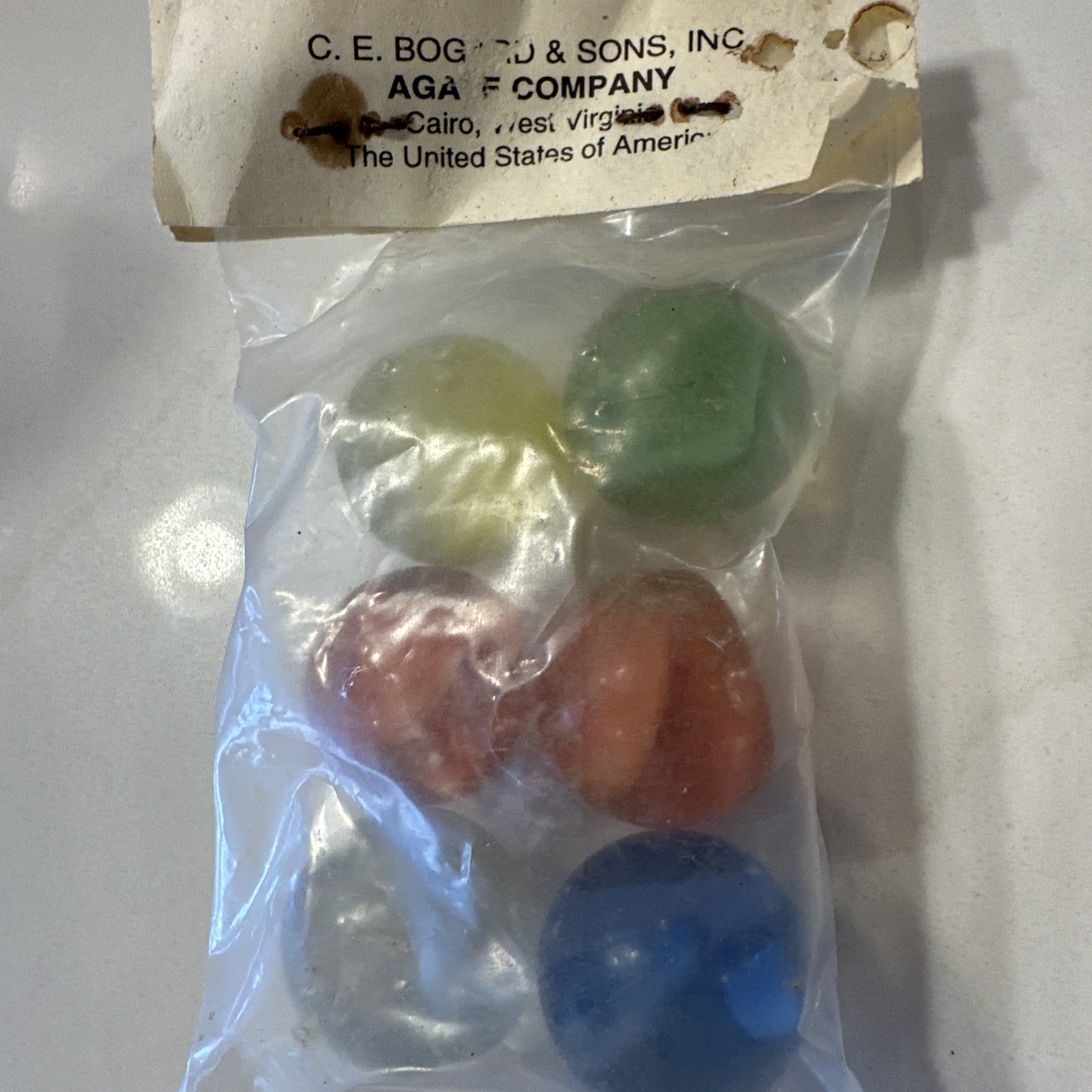Sealed C.E. Bogard & Sons Cat Eyes Large Marbles Set Of 6 West VA