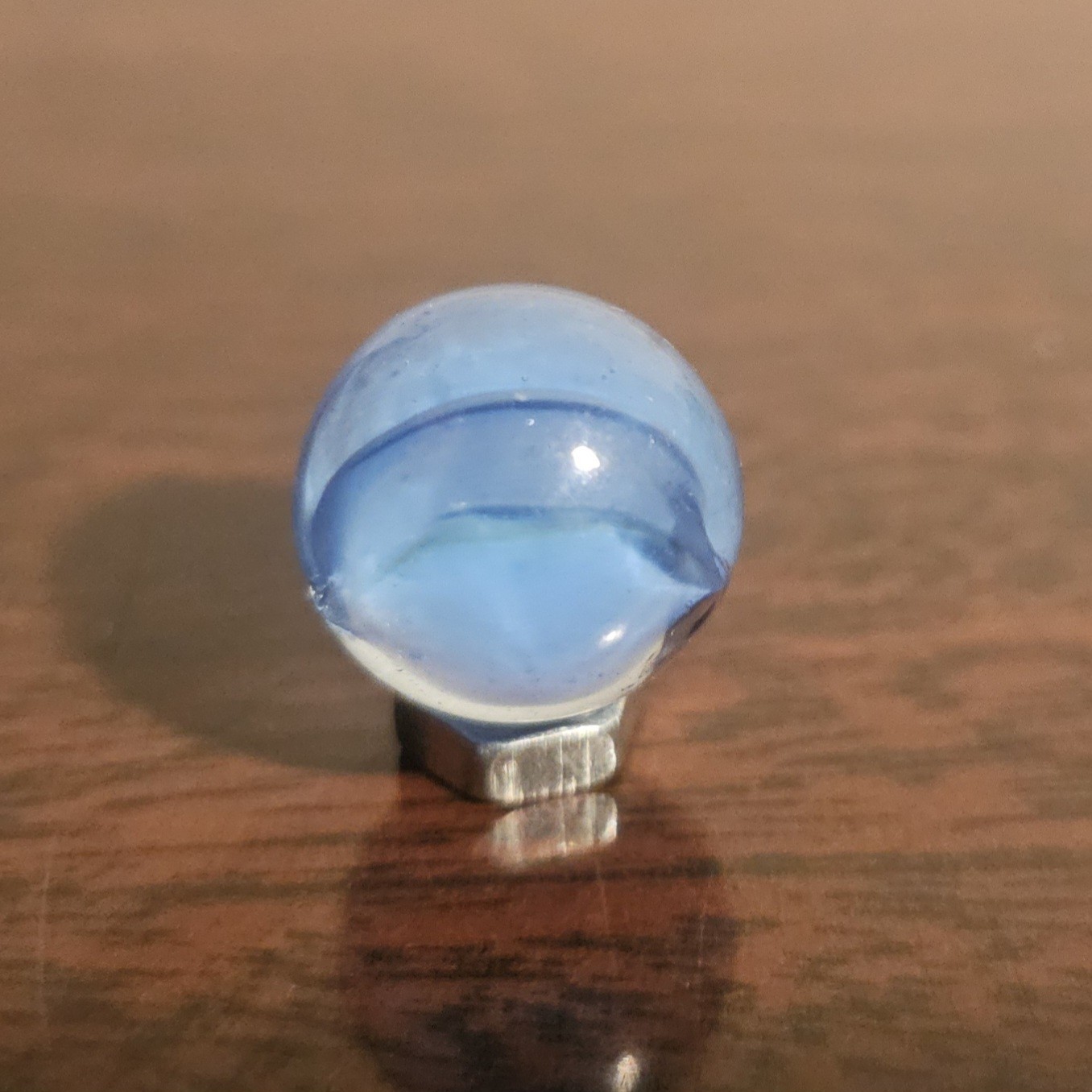 C E Bogard Blue 4-Lobe Floppy Cats Eye Clear Glass .625 Marble