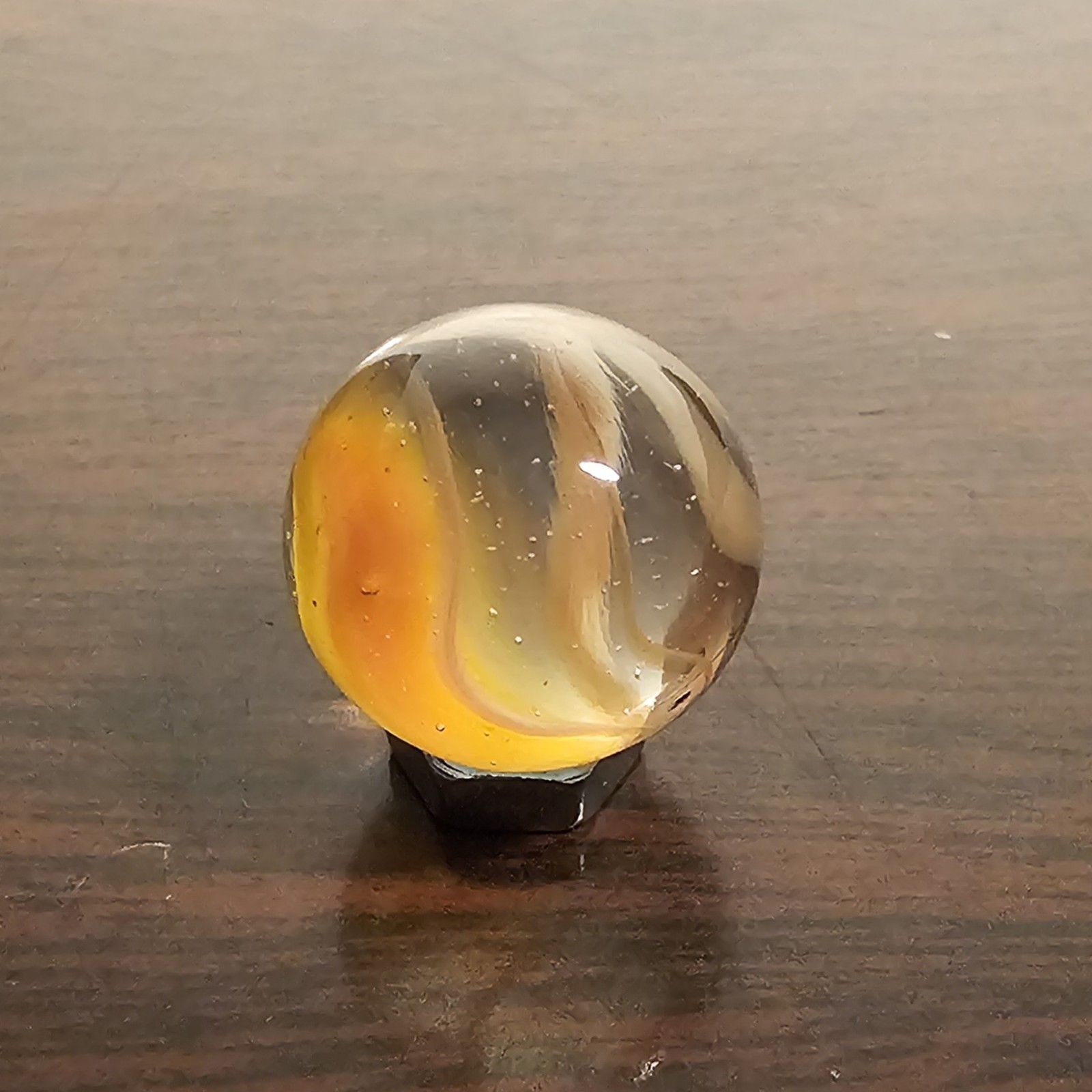 Vintage Vacor Orange Sherbert Spaghetti Ribbon .593″ Glass Marble