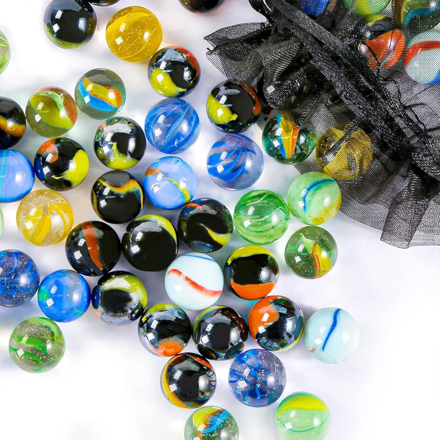 Colorful Glass Marbles, 0.6Inch Marbles Bulk for Kids Marble Games,Diy and Ho…