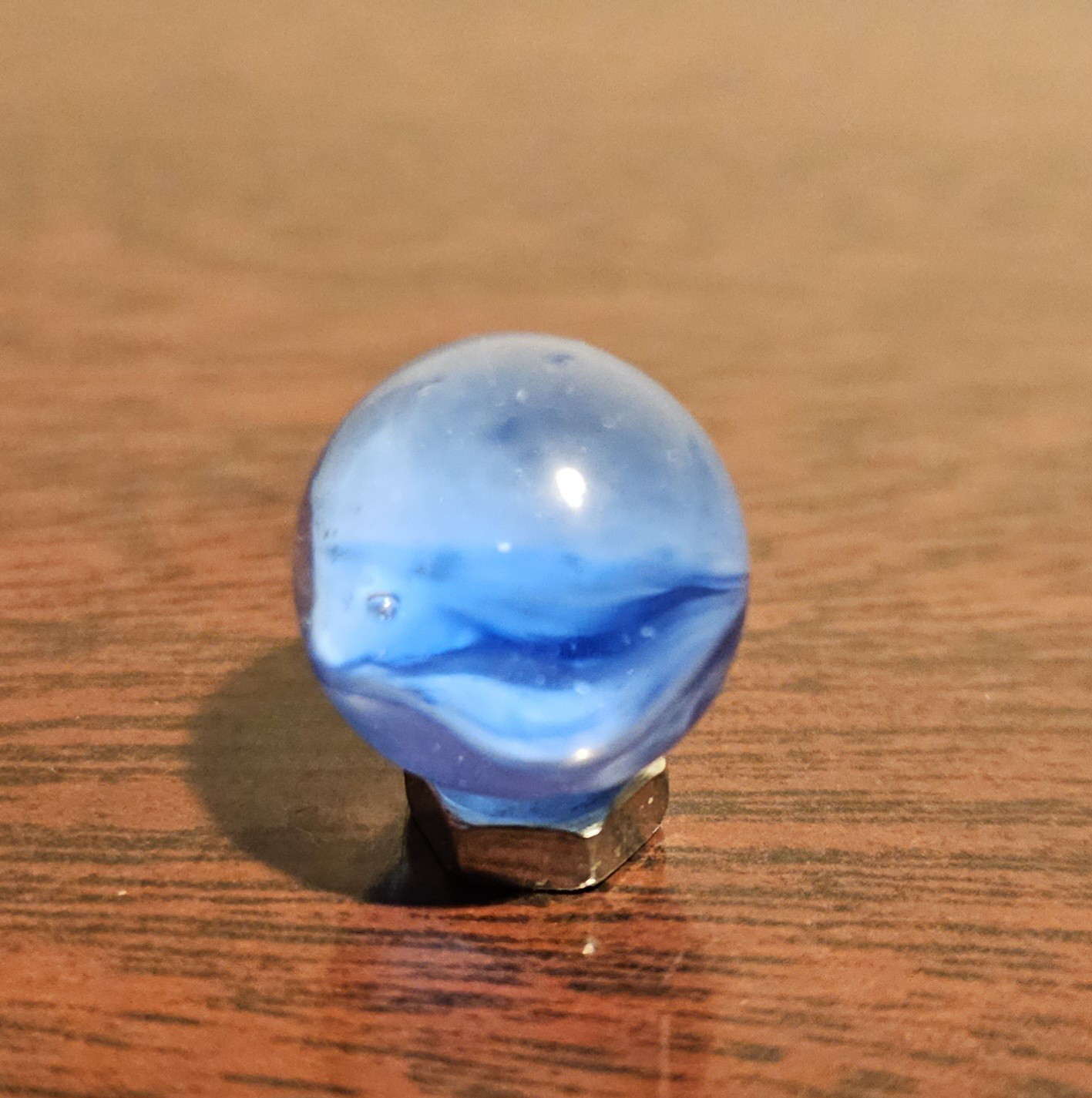 Vintage CE Bogard 4-Lobe Collapsed Floppy Hybrid Blue Clear O.593″ Marble
