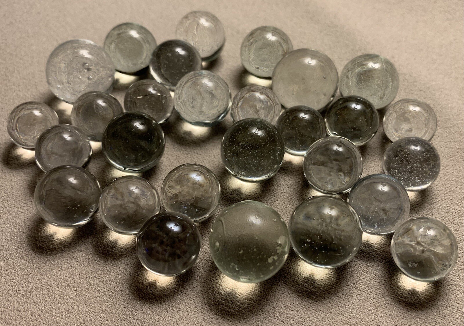 Vtg Clear Ice Glass Toy Marble 28pc Job Lot With Bubbles 0.529” 0.620” 0.761”