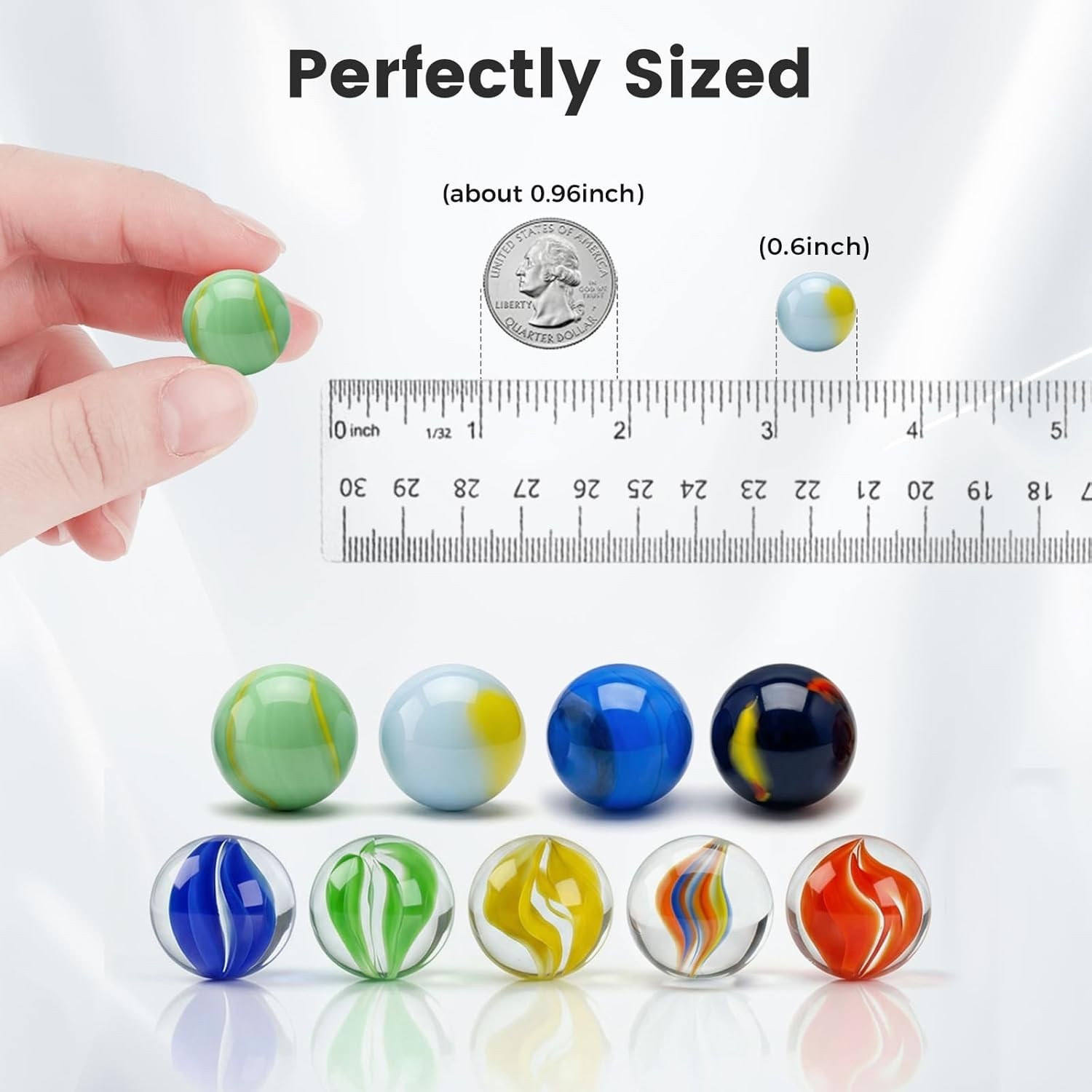 Colorful Glass Marbles, 0.6 inch Marbles Bulk for Kids Marble Games,DIY and H…