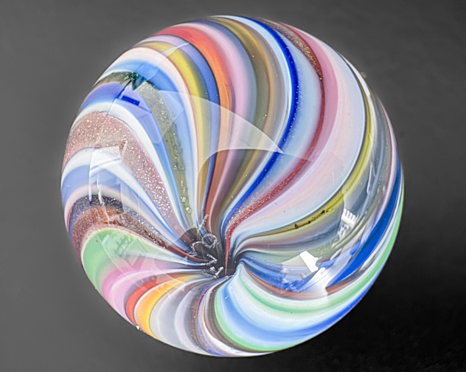 Eddie Seese 1.2″ 2001 Pastel Onionskin Handblown Contemporary Art Glass Marble