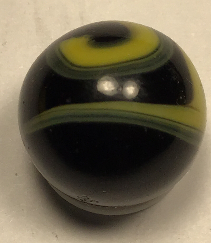 Vintage Christensen Electric Yellow Opaque Swirl. Pee Wee .49”. Near Mint.