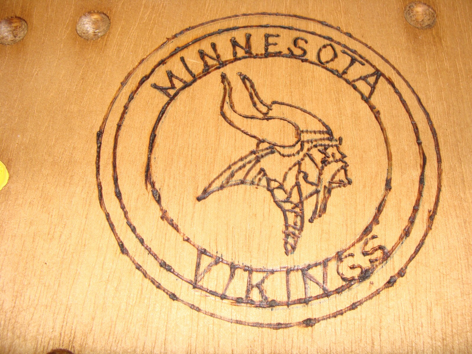 Minnesota Vikings Wood Marble Board Game 2 to 4 player. Wood Burn Logo