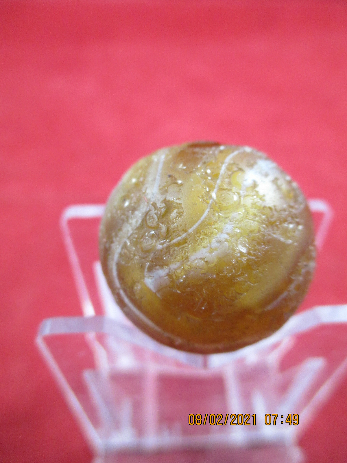 19Th Century PONTIL TRANSITIONAL SLAG MARBLE GROUND/PONTIL