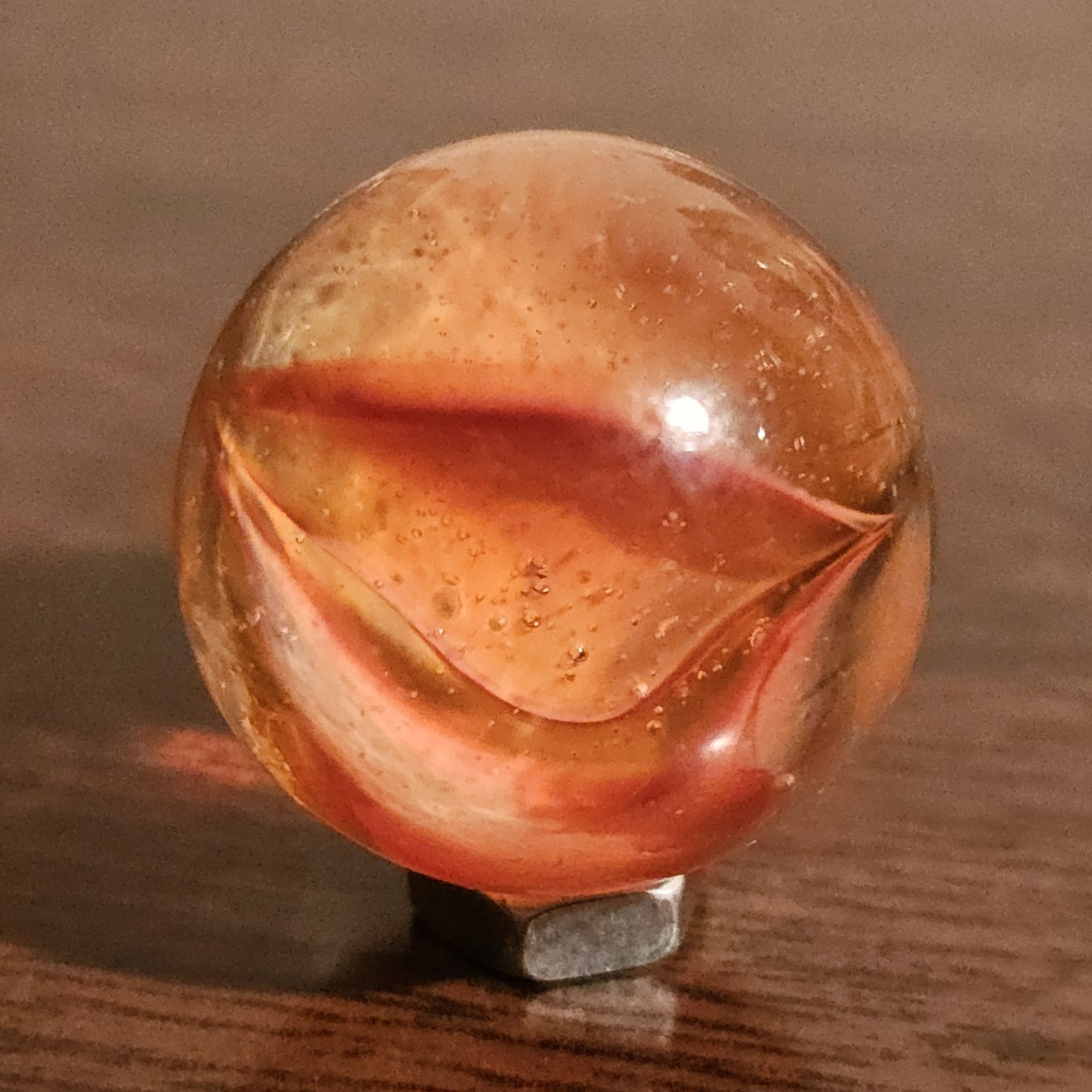 Vintage CE Bogard Orange Floppy Hybrid Shooter .843″ Glass Marble