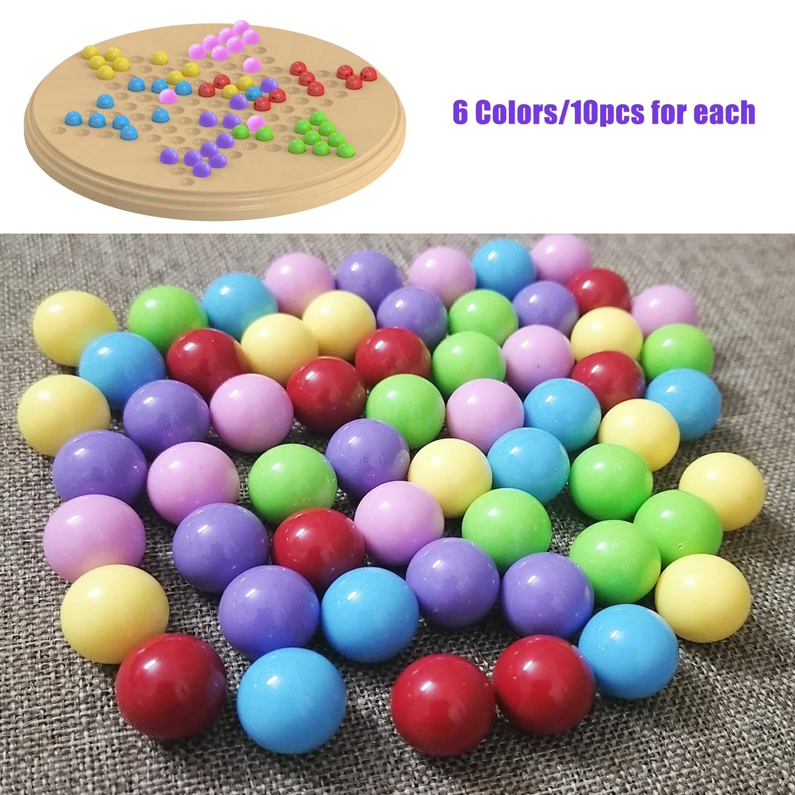 60 Pcs Chinese Checkers Marbles Balls in 6 Colors,Game Balls with Plastic Box…