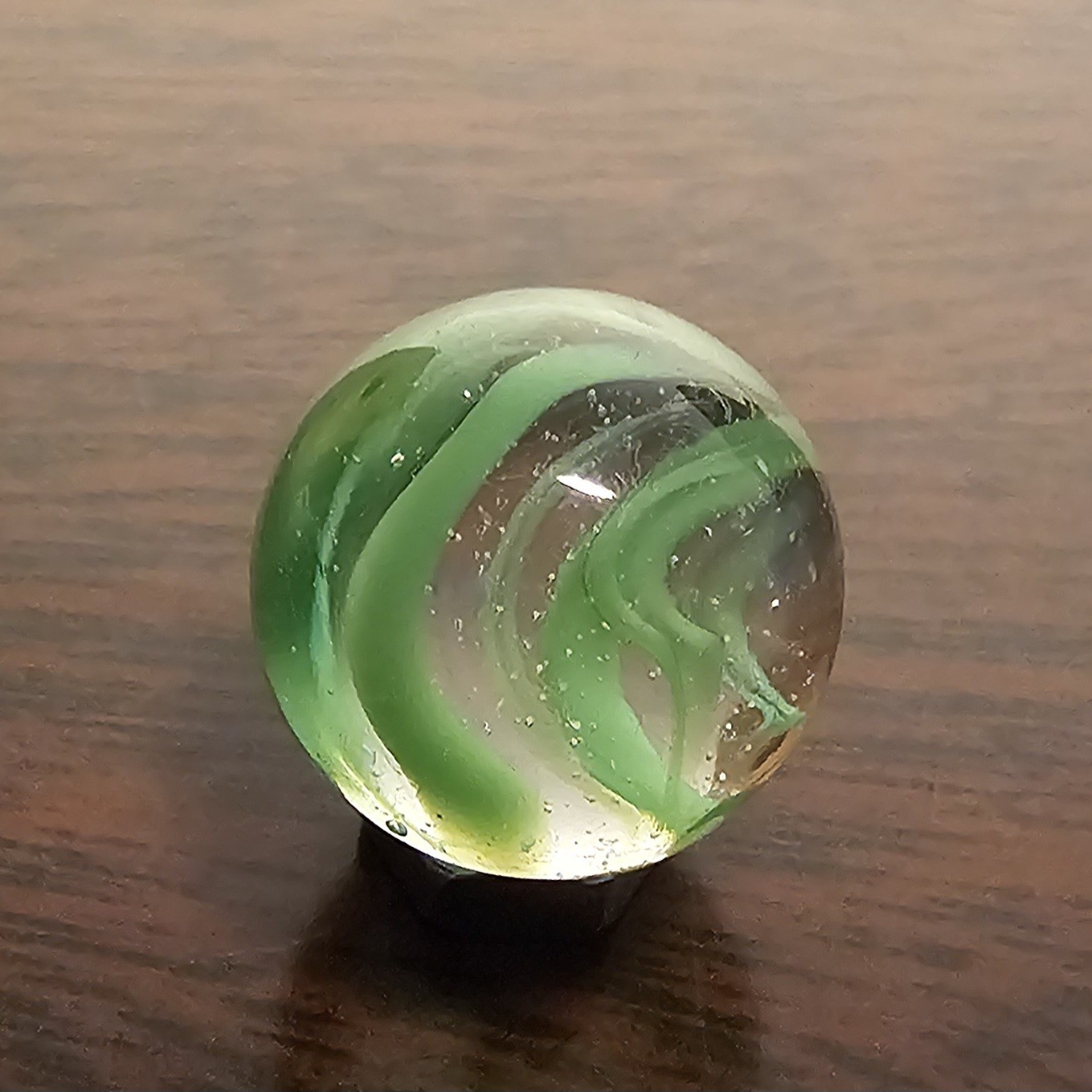 Vintage Vacor Green Spaghetti Ribbon .625″ Glass Marble