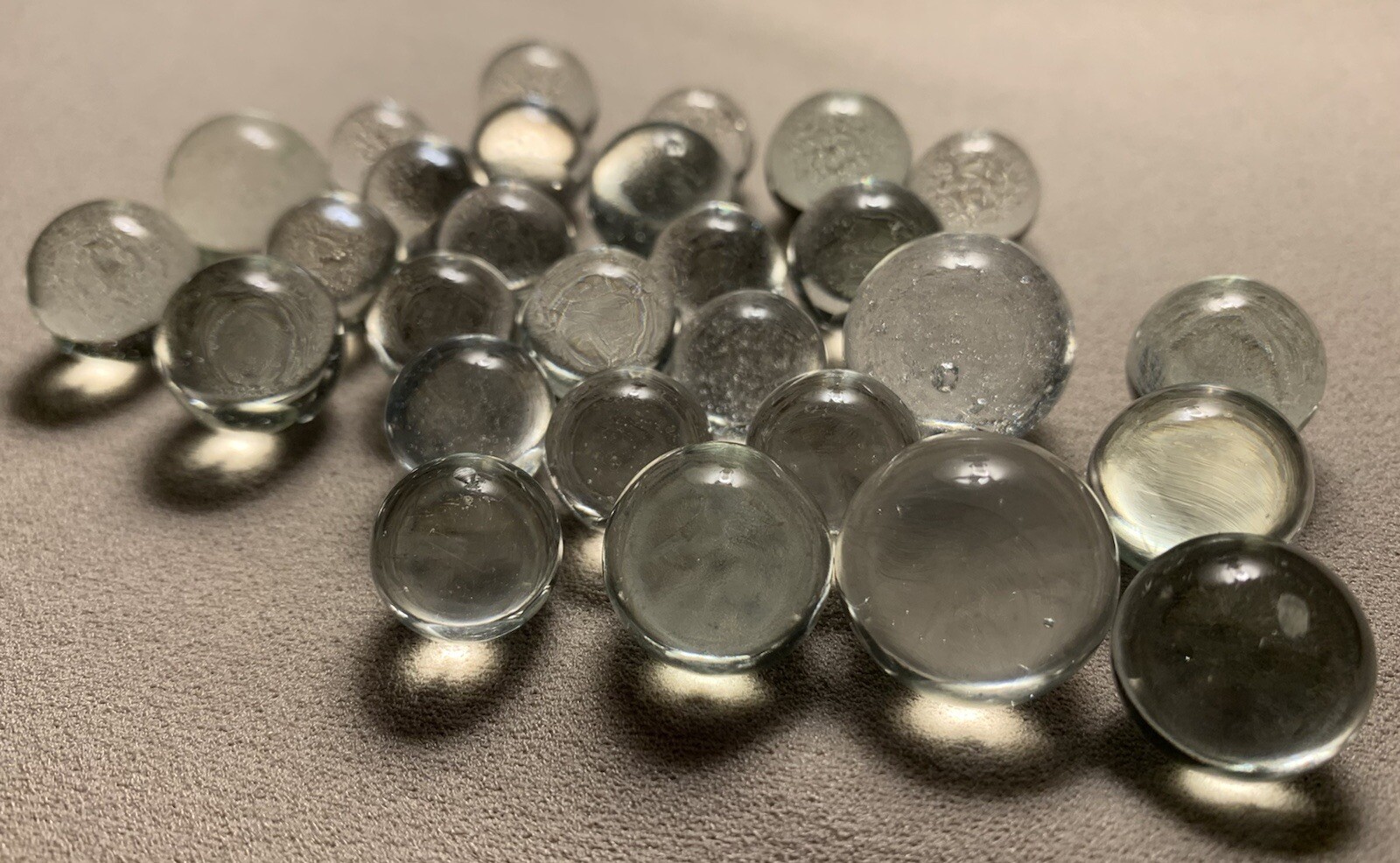 Vtg Clear Ice Glass Toy Marble 28pc Job Lot With Bubbles 0.529” 0.620” 0.761”