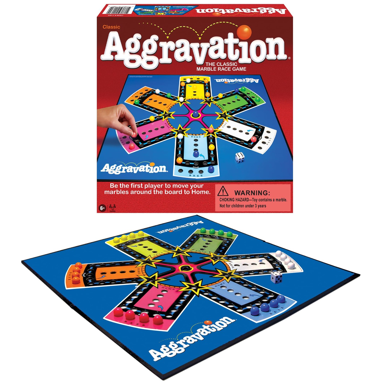 Aggravation, Classic Marble Race Game, by Winning One Size, Multi-colored