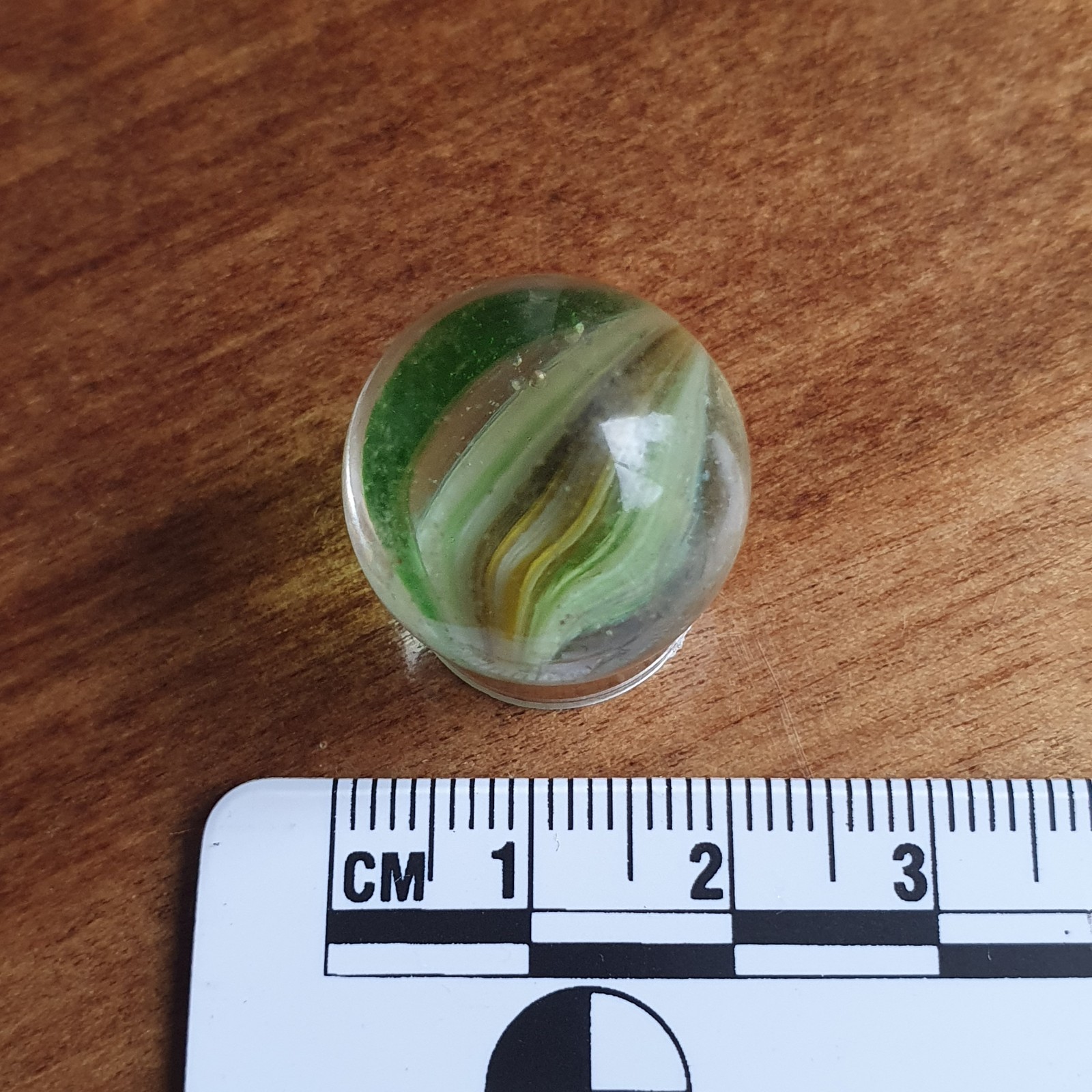 French European Sparkler Marble 1950s 60s Green White Brown Yellow Reacts To UV
