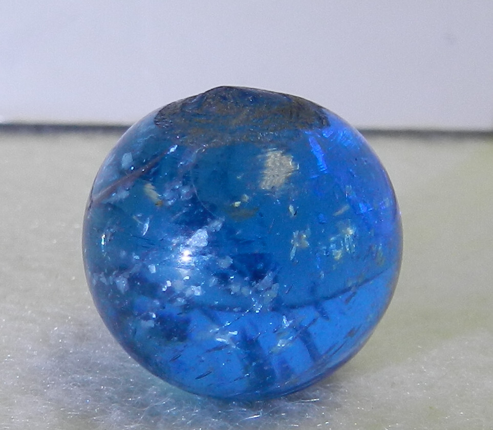 #18332m Vintage German Handmade Blue Glass Mica Marble .68 Inches *Mint*