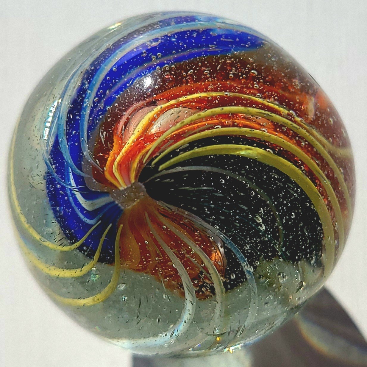1880’S RARE 1.6″ GERMAN SWIRL HANDMADE ANTIQUE BANDED RIBBON CORE MARBLE VINTAGE