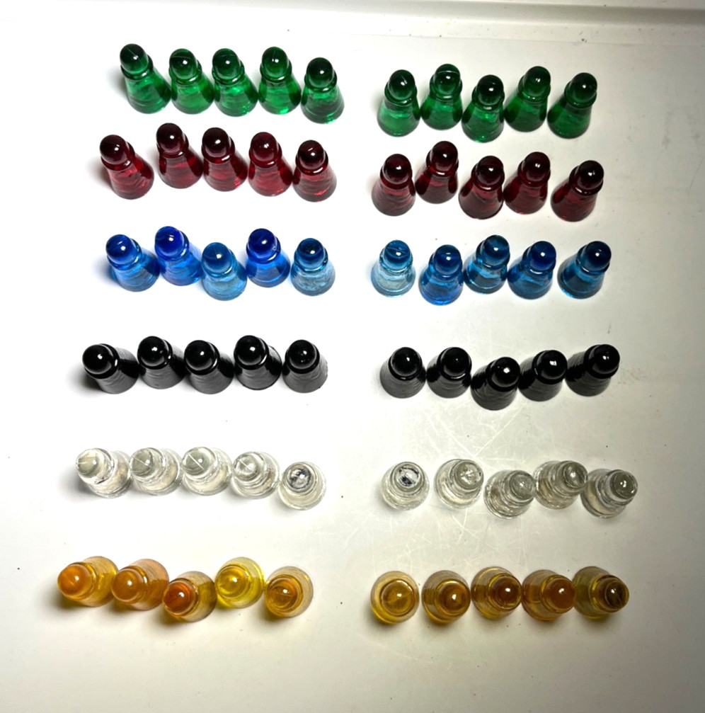 Vintage Glass Solid Color Board Game – Chinese Checkers Replacement Set – 60 pcs