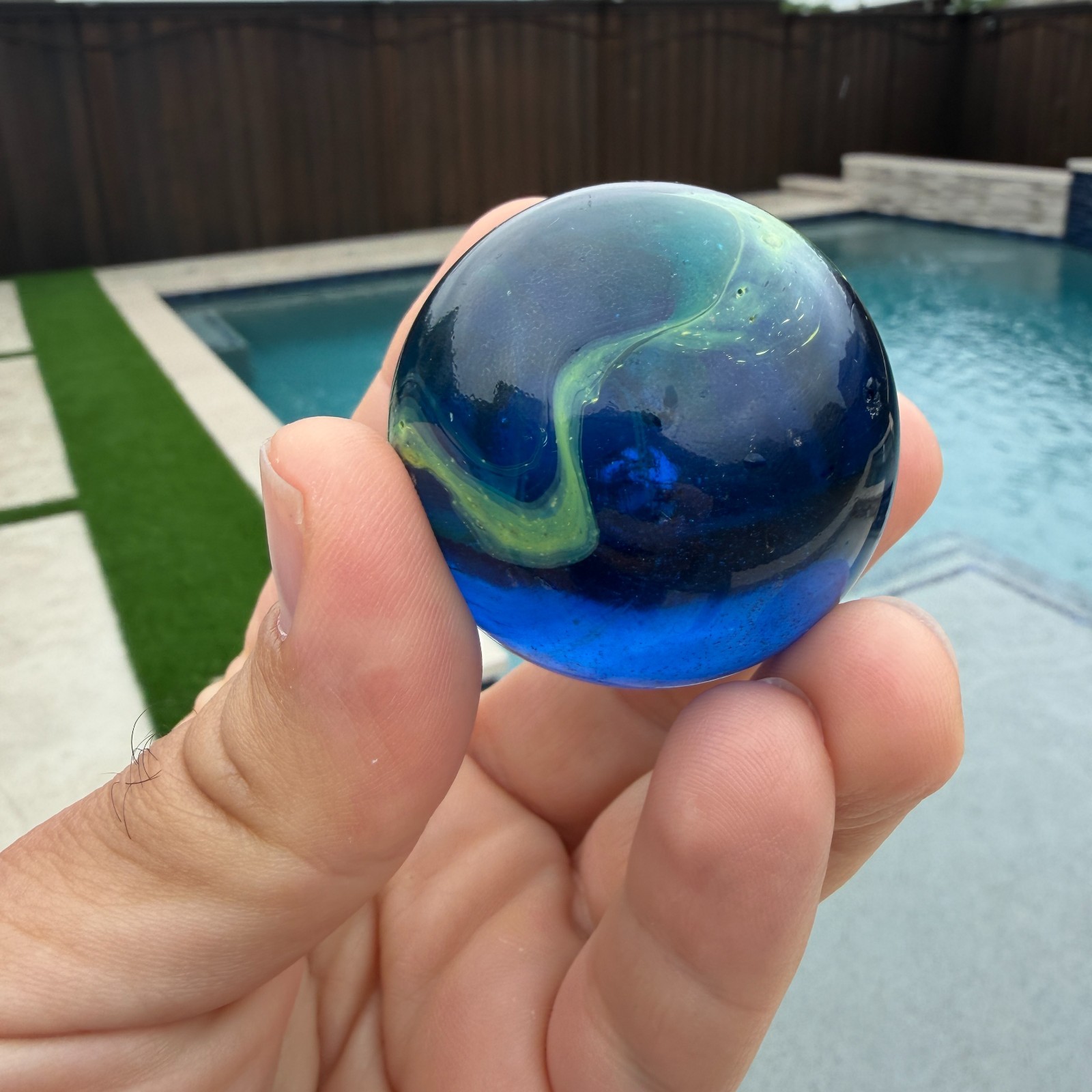 Vacor Sea Turtle Marble ~1.9″ Toe Breaker Swirl Slag Huge Mint Glass Marbles