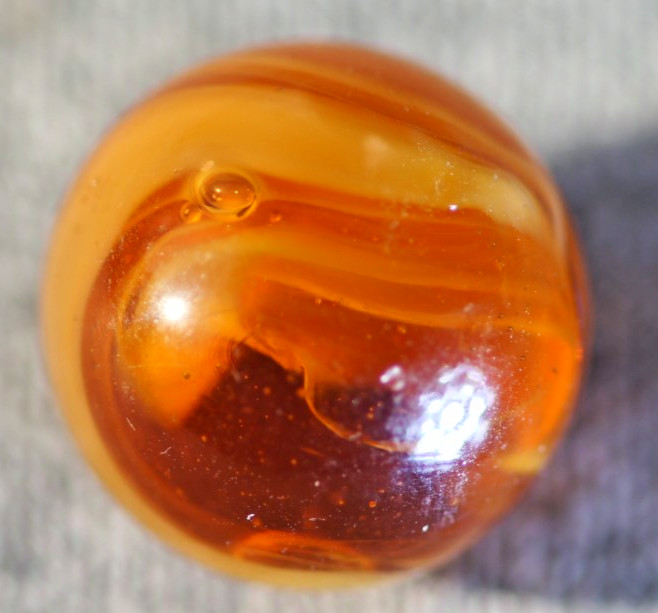 M.F. Christensen Amber Slag Toy Marble, 3/4″ Crease Pontil #350