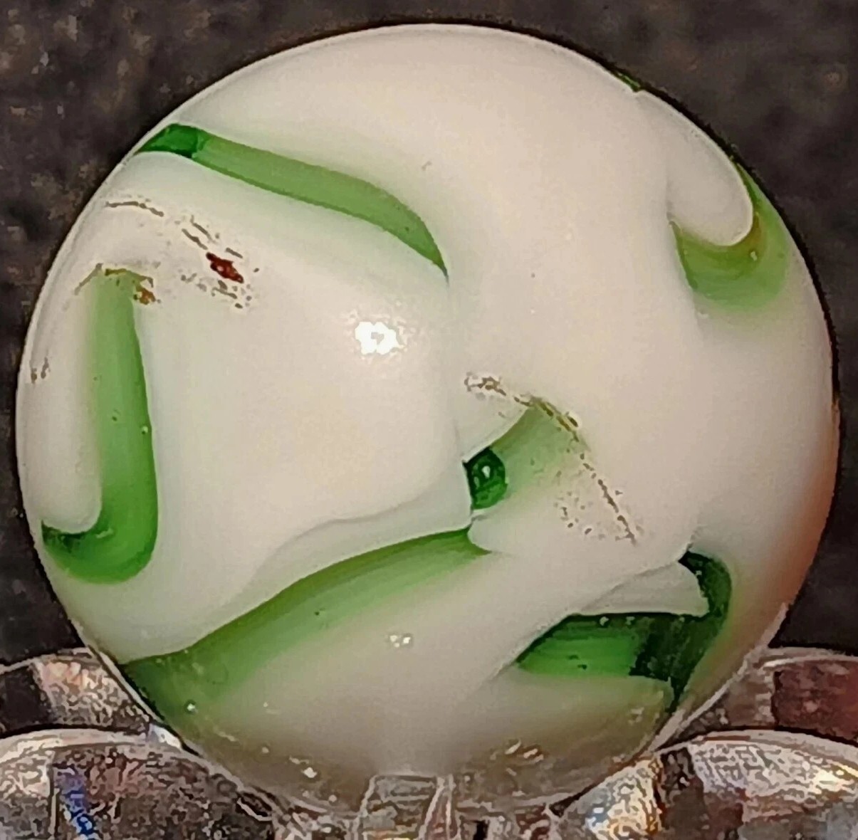 Vintage Alley Agate Calligraphy Oxblood Swirl Marble. 0.55″ Mint+. TOP SHELF