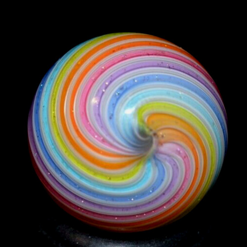 HOT HOUSE GLASS MARBLE/.689″-PASTEL DICHROIC PLAYER # 111-TANGERINE,MAGENTA+