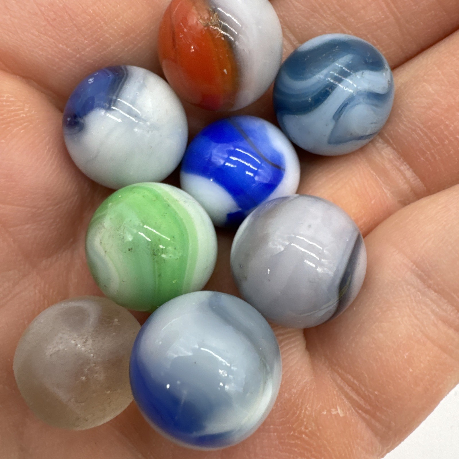 (71) Vintage Akro Agate? Swirl Glass Marble Marbles Various Makers Lot