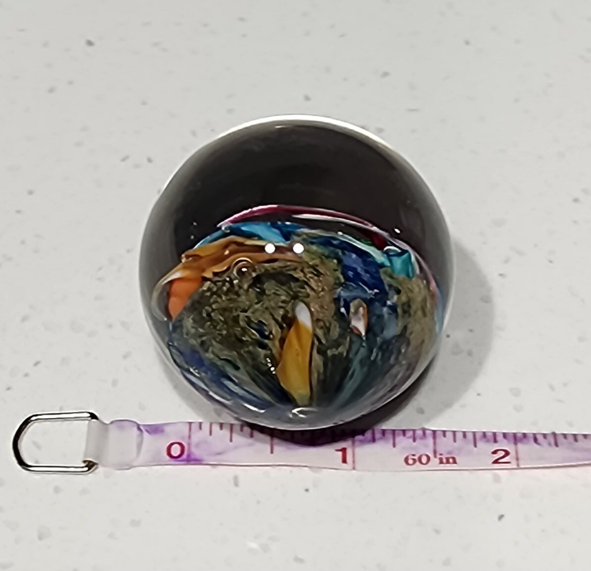 Doug Sweet SIGNED 1 1/2″ 1980’s Millefiori Lampwork Art Glass Marble Orb Ex. Con