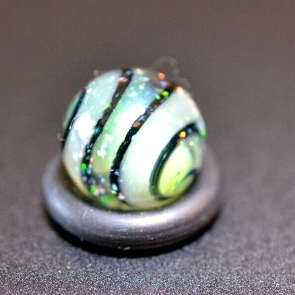 BRYAN TRILLAS GLASS MARBLE/.493″-MOTHER OF PEARL BLACKLIGHT-GREEN LUTZ, NEON,WHT