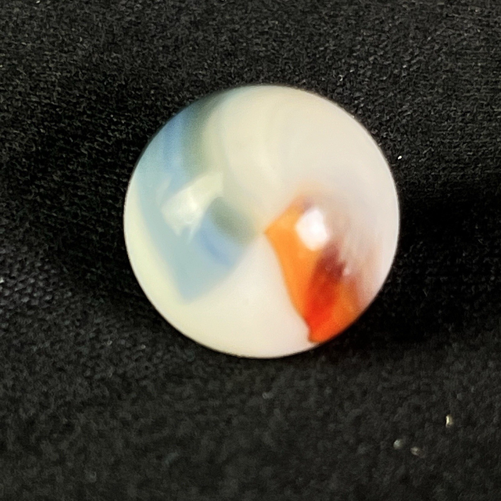 Vintage Akro Agate Peltier Art Swirl Glass Marble .61” Blue White Brown