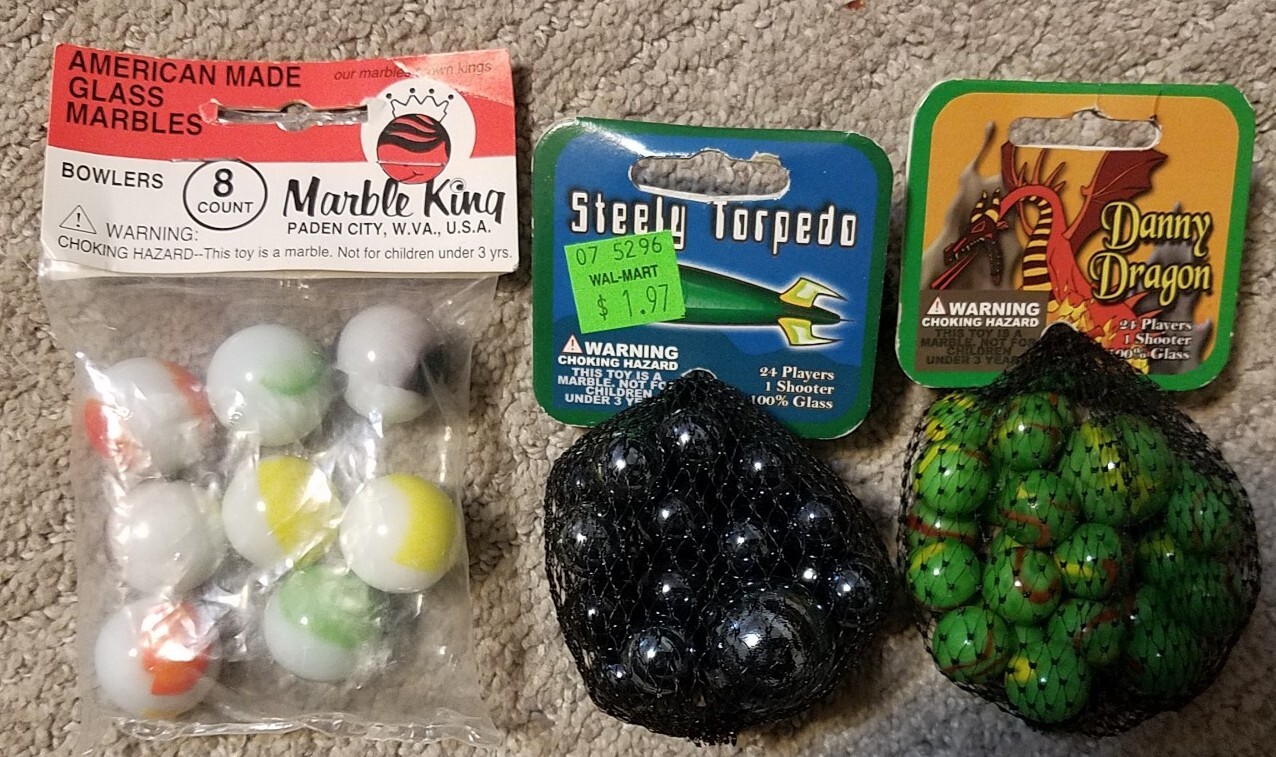 🔥Lot Of 58 New Marbles Marble King 8 Bowlers 25 Danny Dragon 25 Steely Torpedo