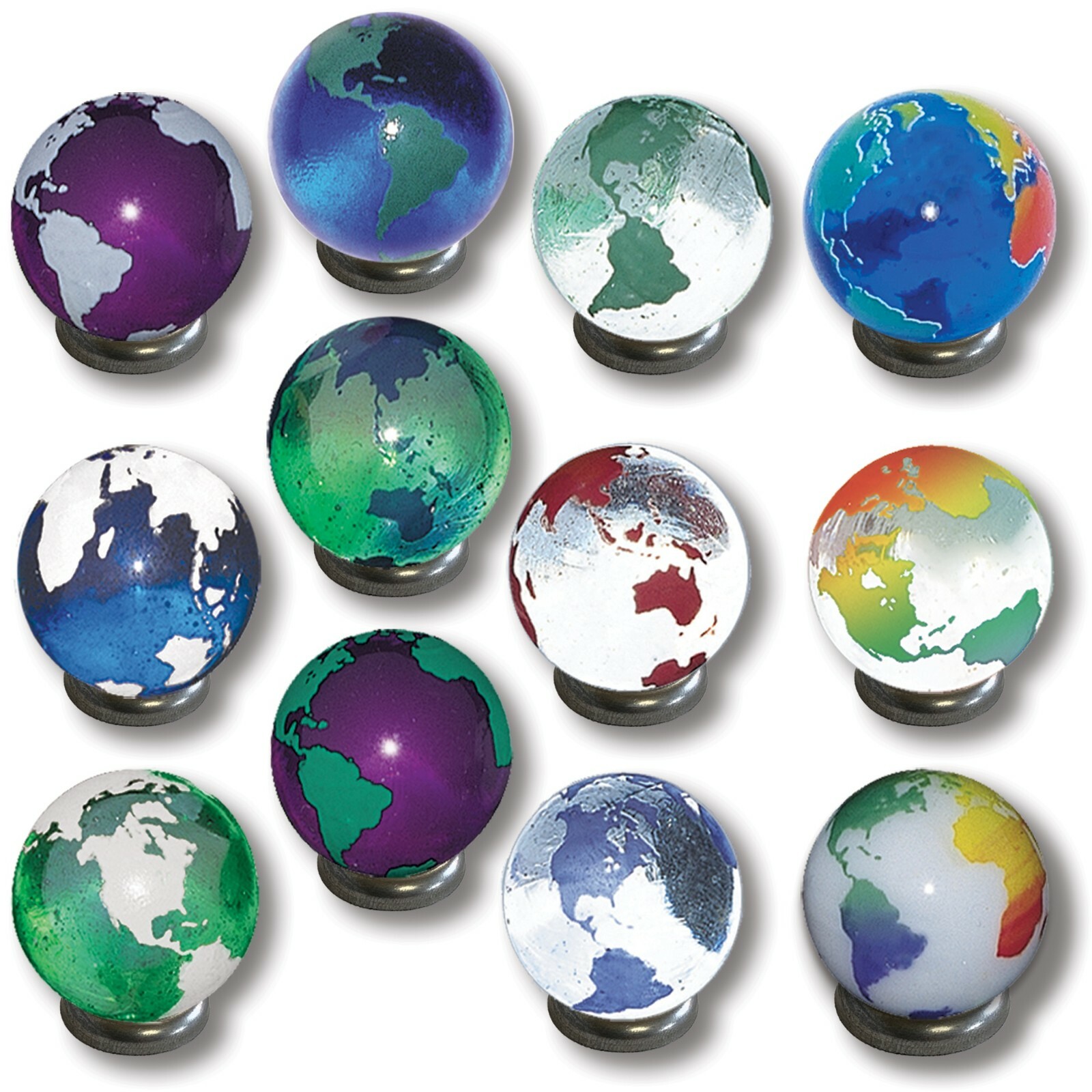 Earth Marbles, Pack of 50 One-Inch Rainbow Earth Marbles in Assorted Colors