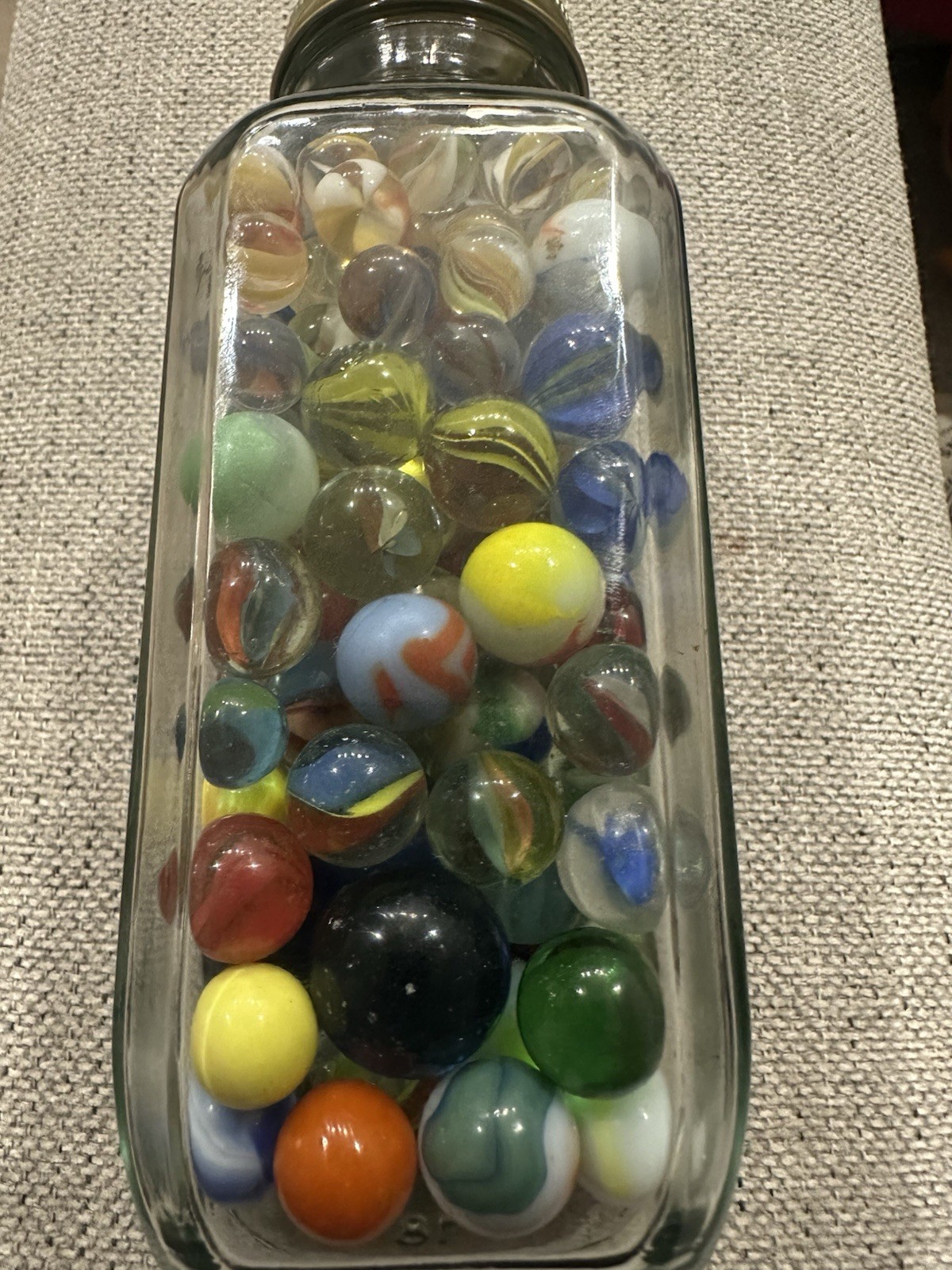 Vintage 60s Marbles Jar German /Mexican /Chinese And Pee Wee Marble Over 2lbs
