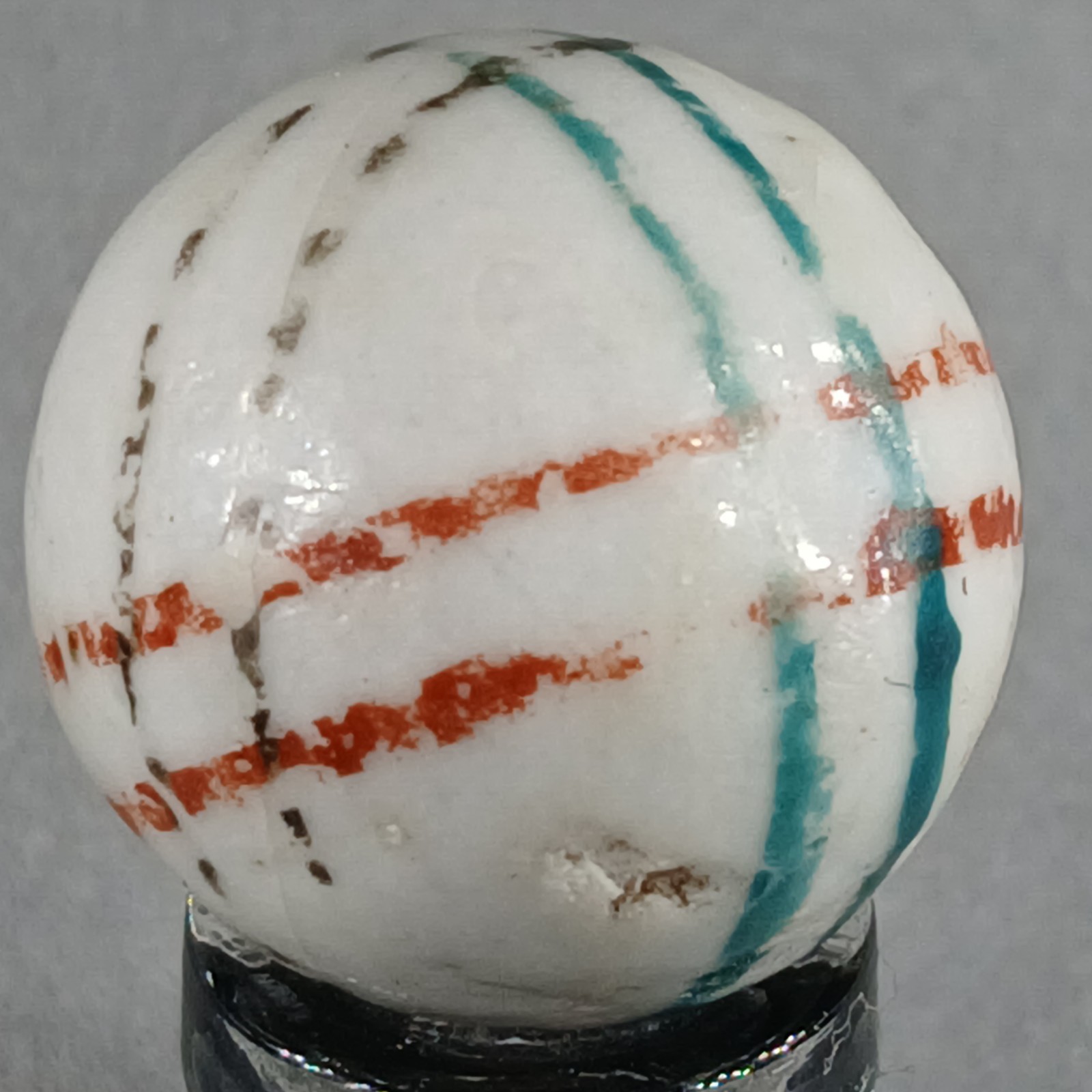 Vintage German Handmade China Glazed Lined Marble .67 Inches NM Condition