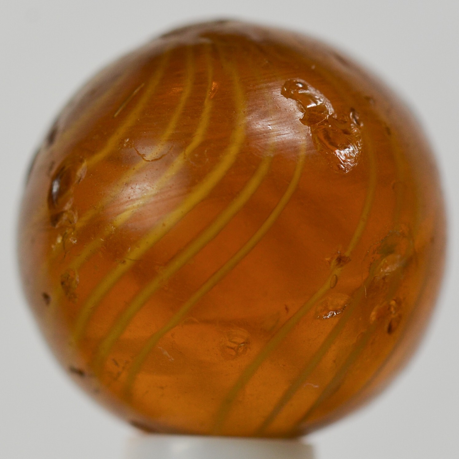 Handmade Gooseberry Marble, Amber Glass, 11/16 in, Good+ Germany 1860-1920 S1418