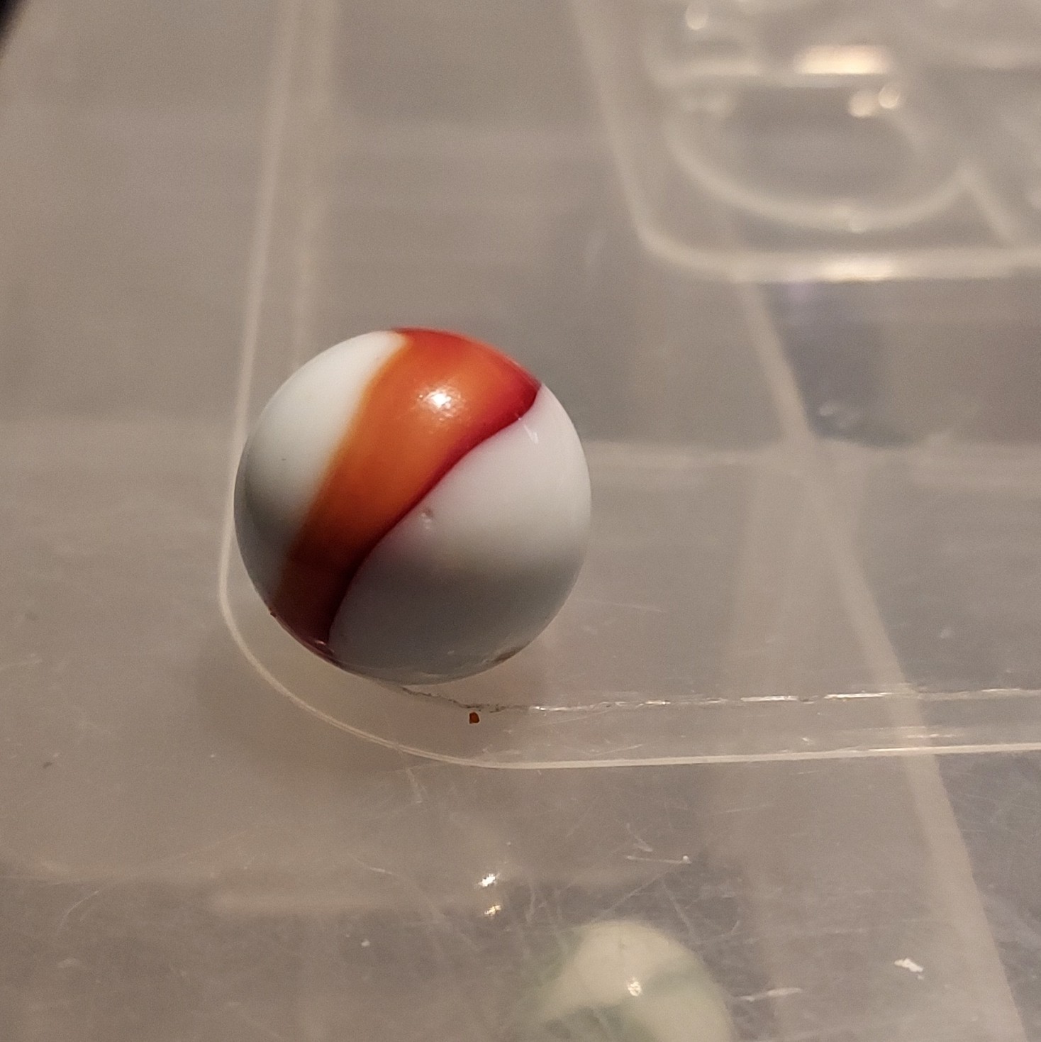 Akro Agate Red & White Swirl Glass Toy Marble – Machine Made, Ages 4-11