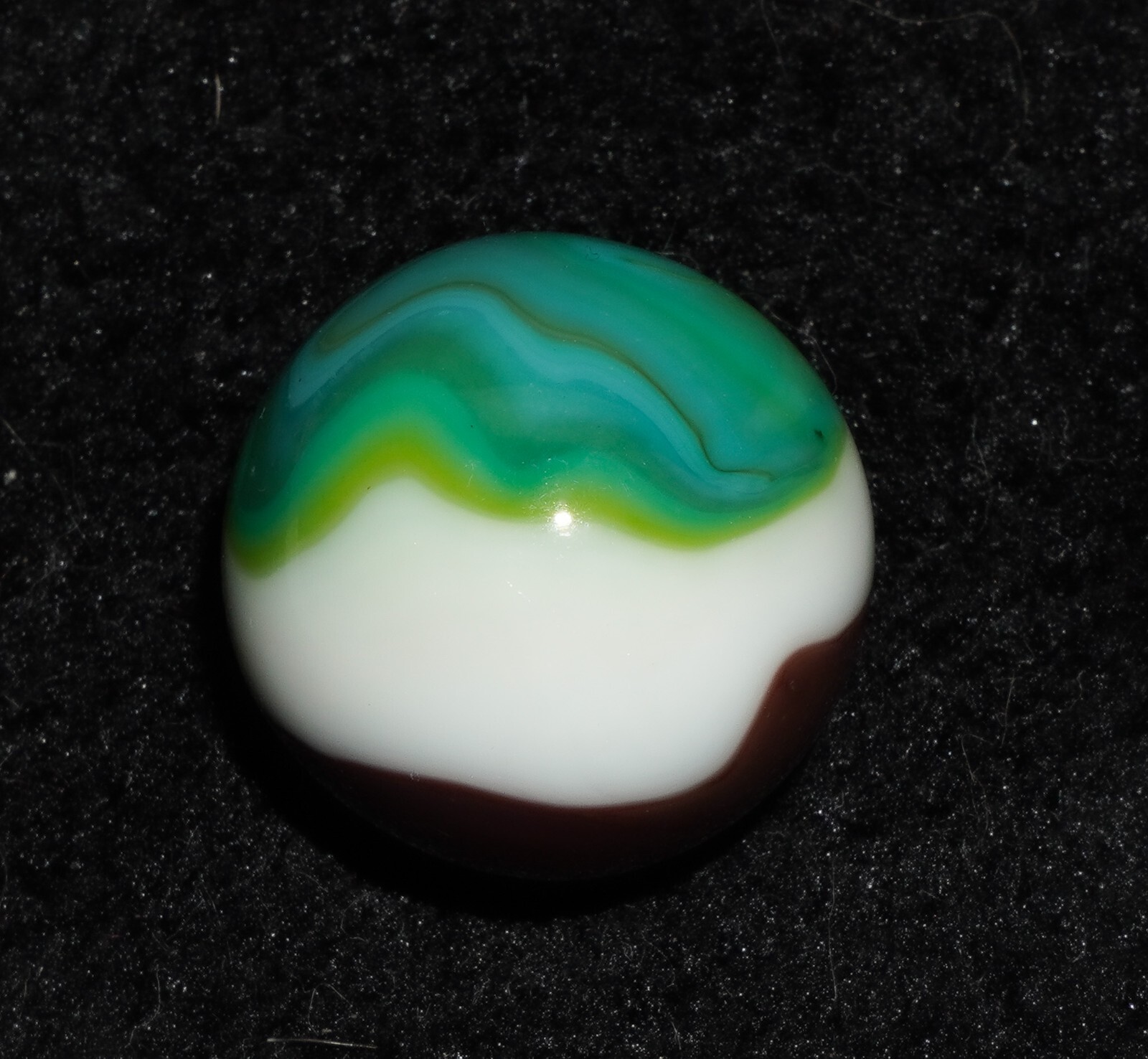 Vintage Akro Agate Peltier 5 Color Green Teal Brown White 7/8 Shooter Marble