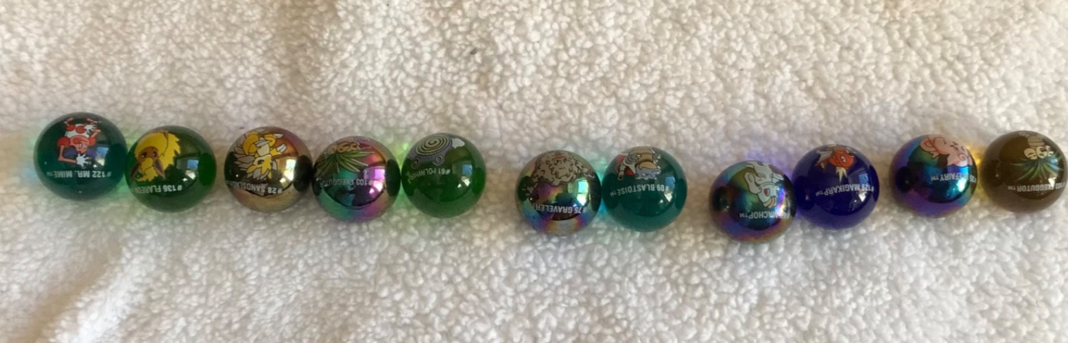Vintage Lot of 11Pokémon Marbles Mr Mime Sandslash Flareon Machop Exeggutor ETC
