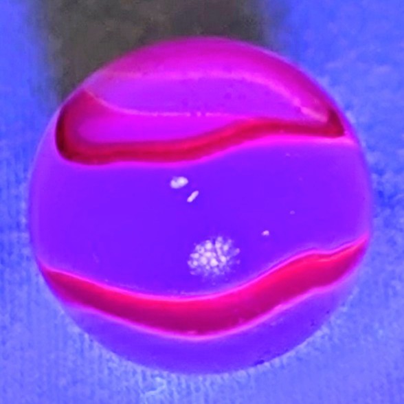 Vintage Akro Agate Carnelian Oxblood Swirl Marble UV Uranium Glow NM 5/8″